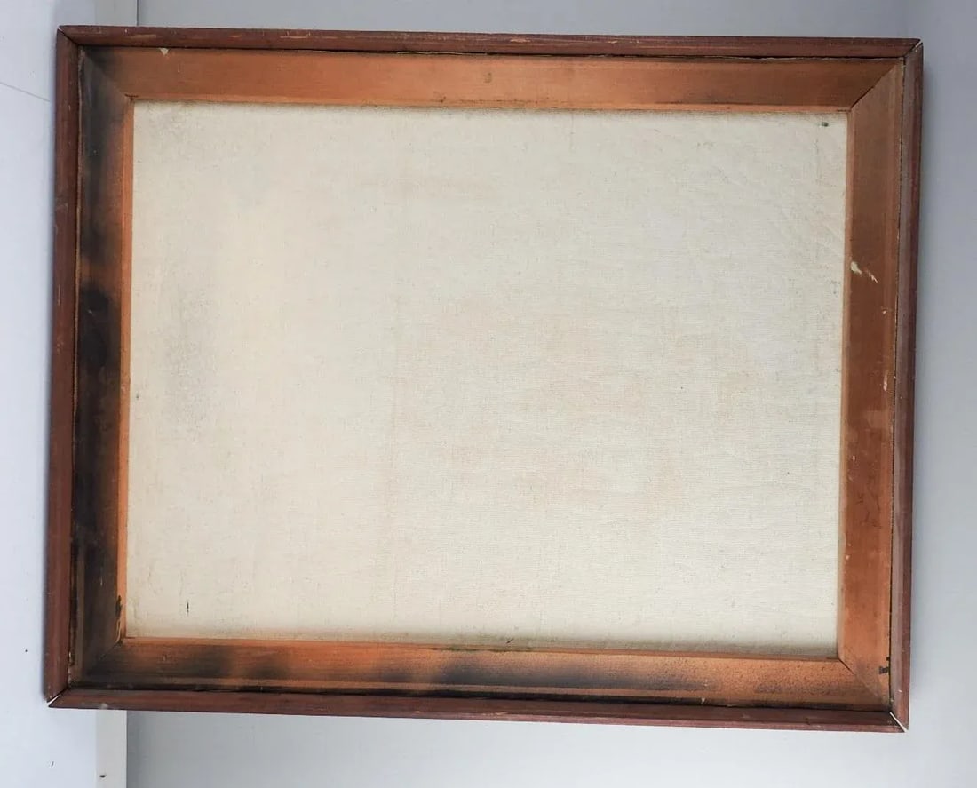 Mid 20th Century Modern Abstract Olive and Cream Painting - 3