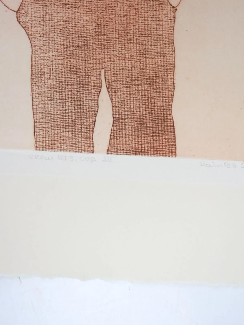 1980 Kevin Red Star Native American Crow Res Cop III Sepia Tone Etching - 2