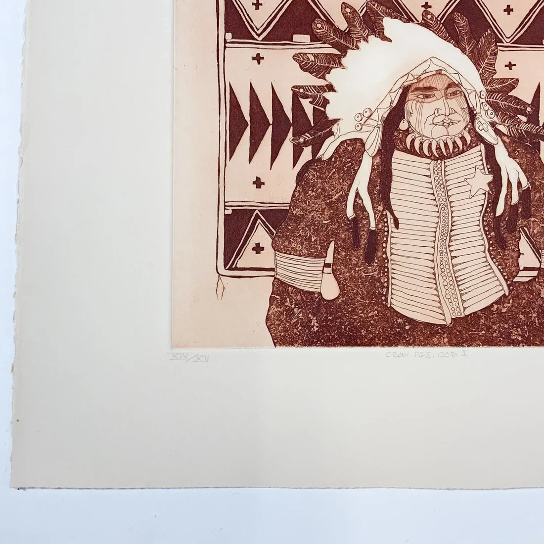 1980 Kevin Red Star Native American Crow Res Cop I Sepia Tone Etching - 3