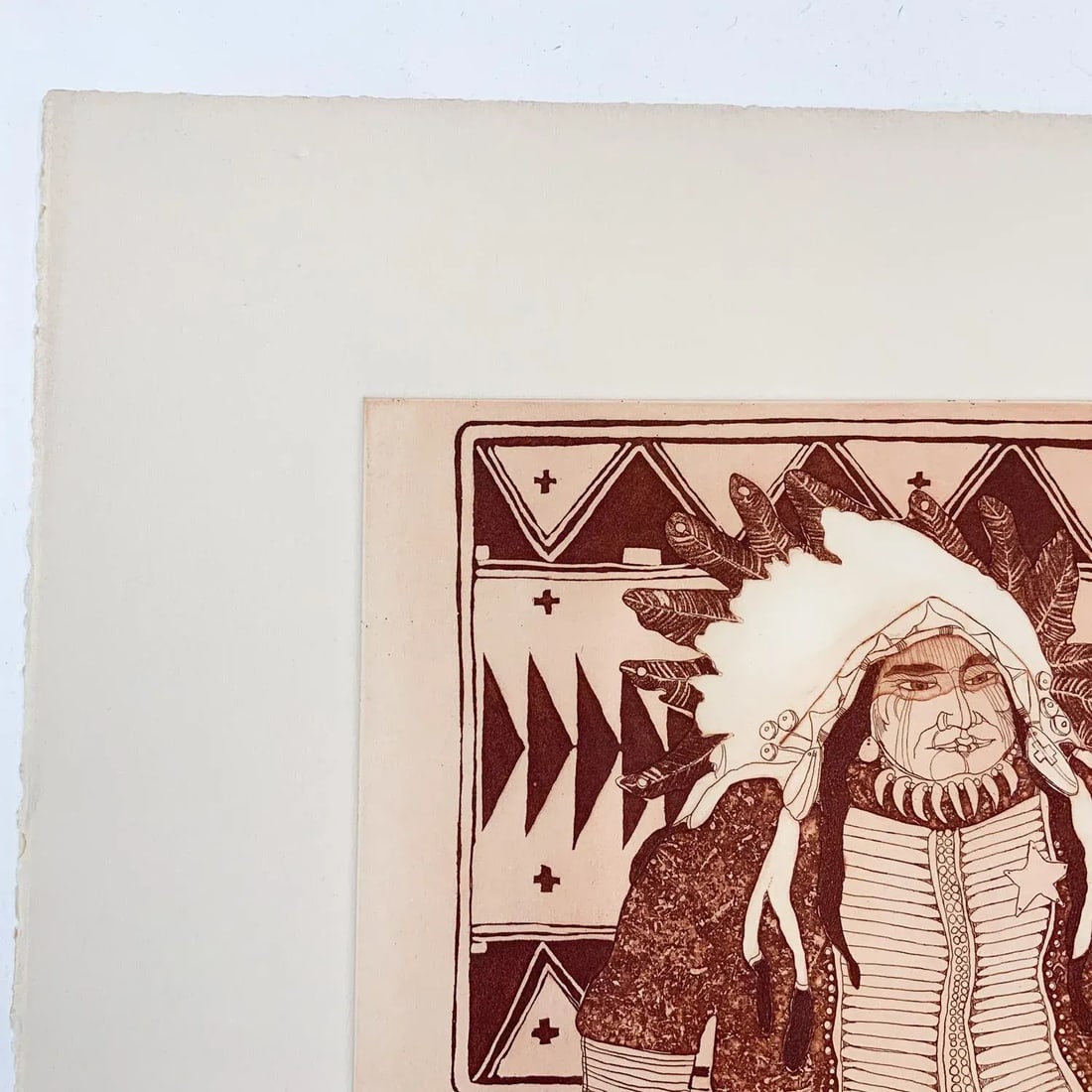 1980 Kevin Red Star Native American Crow Res Cop I Sepia Tone Etching - 4