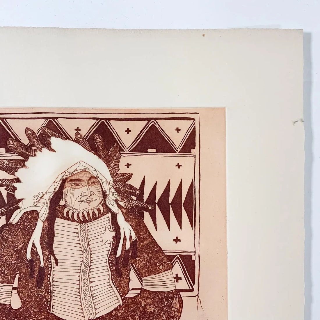 1980 Kevin Red Star Native American Crow Res Cop I Sepia Tone Etching - 5