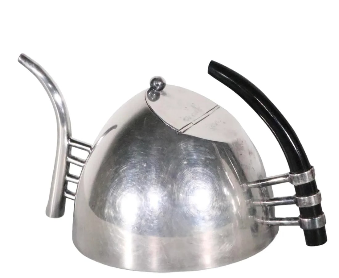 2 Pc. Postmodern Silver-Plate Coffee Tea Pot Set Made in Italy by Sabittini C 1980's - 10