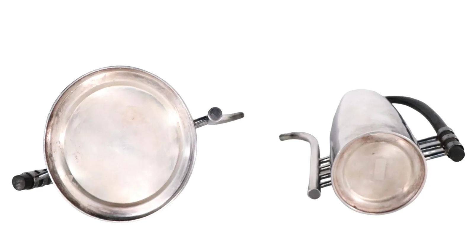 2 Pc. Postmodern Silver-Plate Coffee Tea Pot Set Made in Italy by Sabittini C 1980's - 2