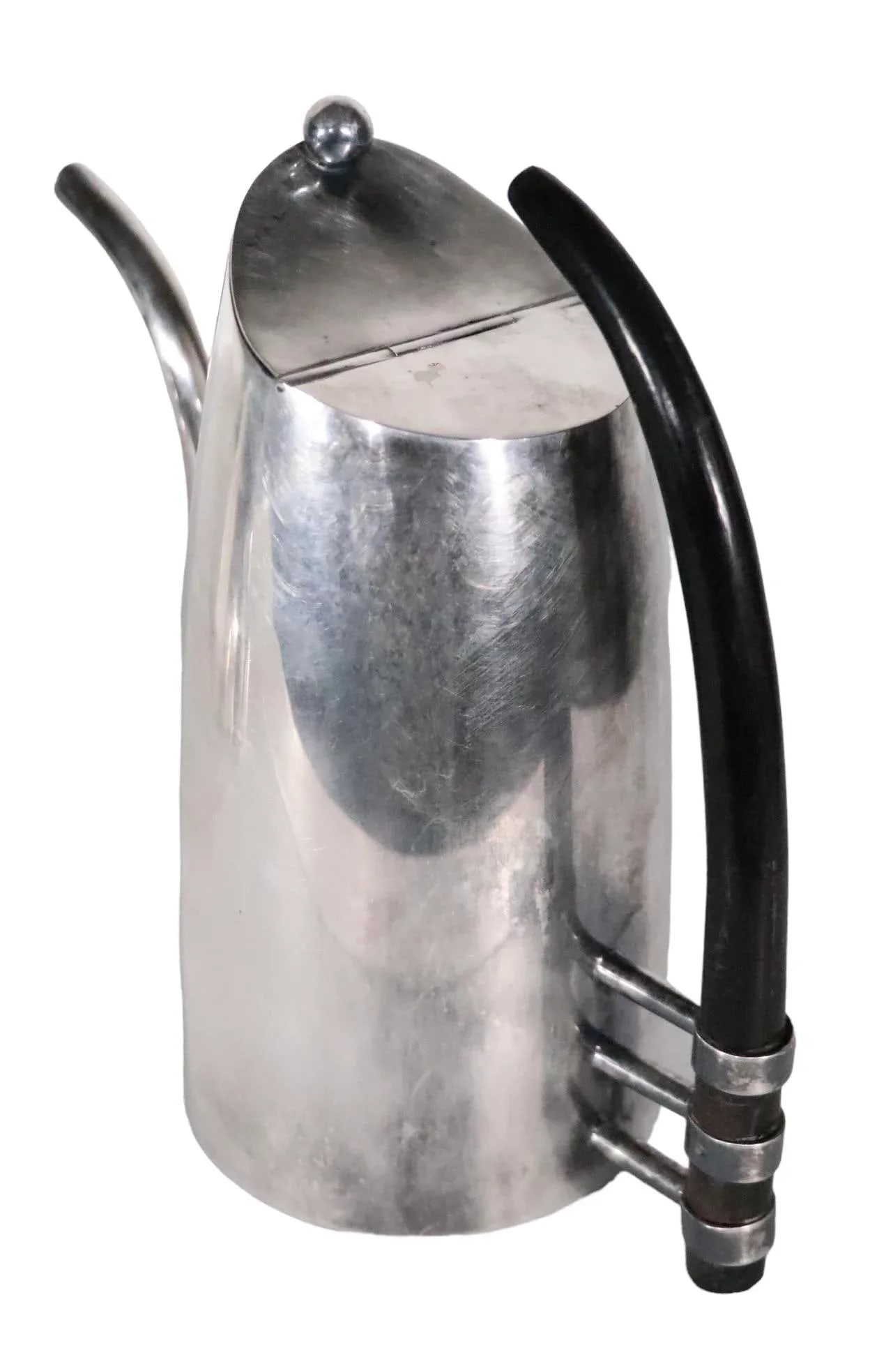 2 Pc. Postmodern Silver-Plate Coffee Tea Pot Set Made in Italy by Sabittini C 1980's - 5