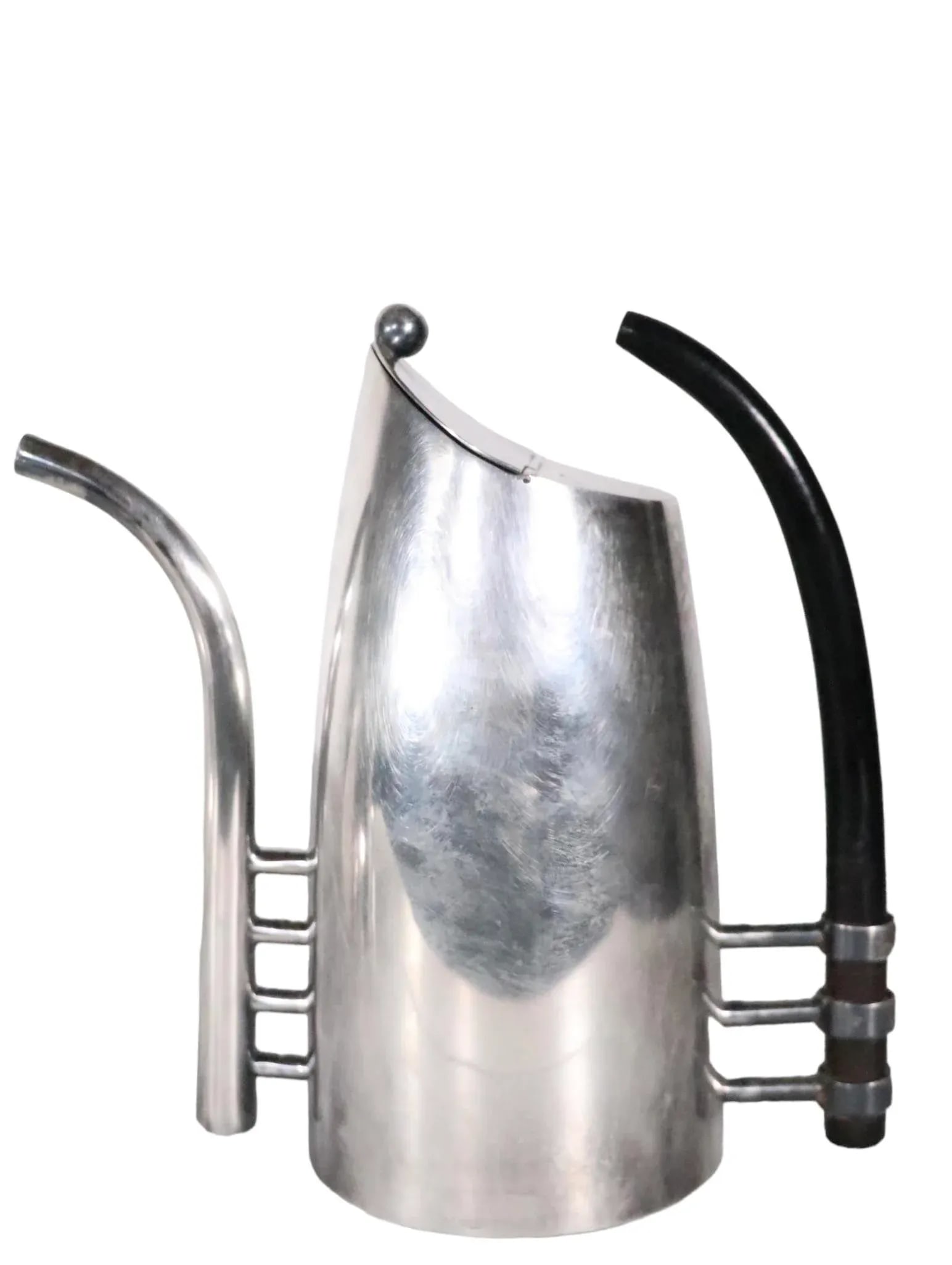 2 Pc. Postmodern Silver-Plate Coffee Tea Pot Set Made in Italy by Sabittini C 1980's - 6