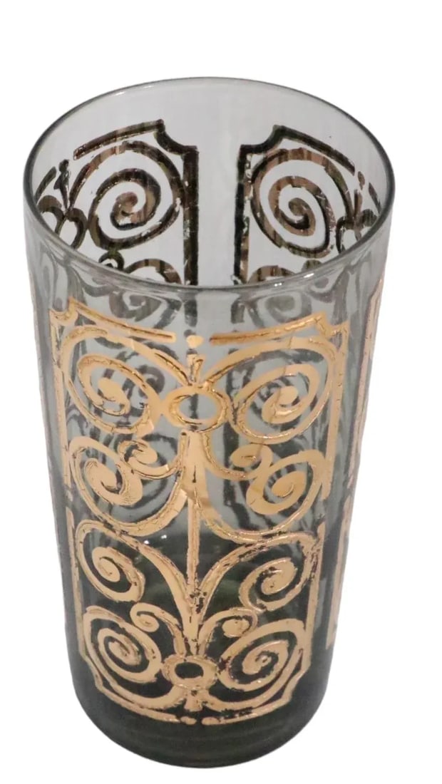 16 pc.Lot Gold Decorated Hollywood Regency Tumbler Glasses by Georges Briard C 1970's - 7