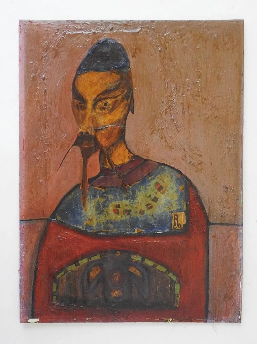 Mid 20th Century Absract Mixed Media Collage Portrait Painting - 3