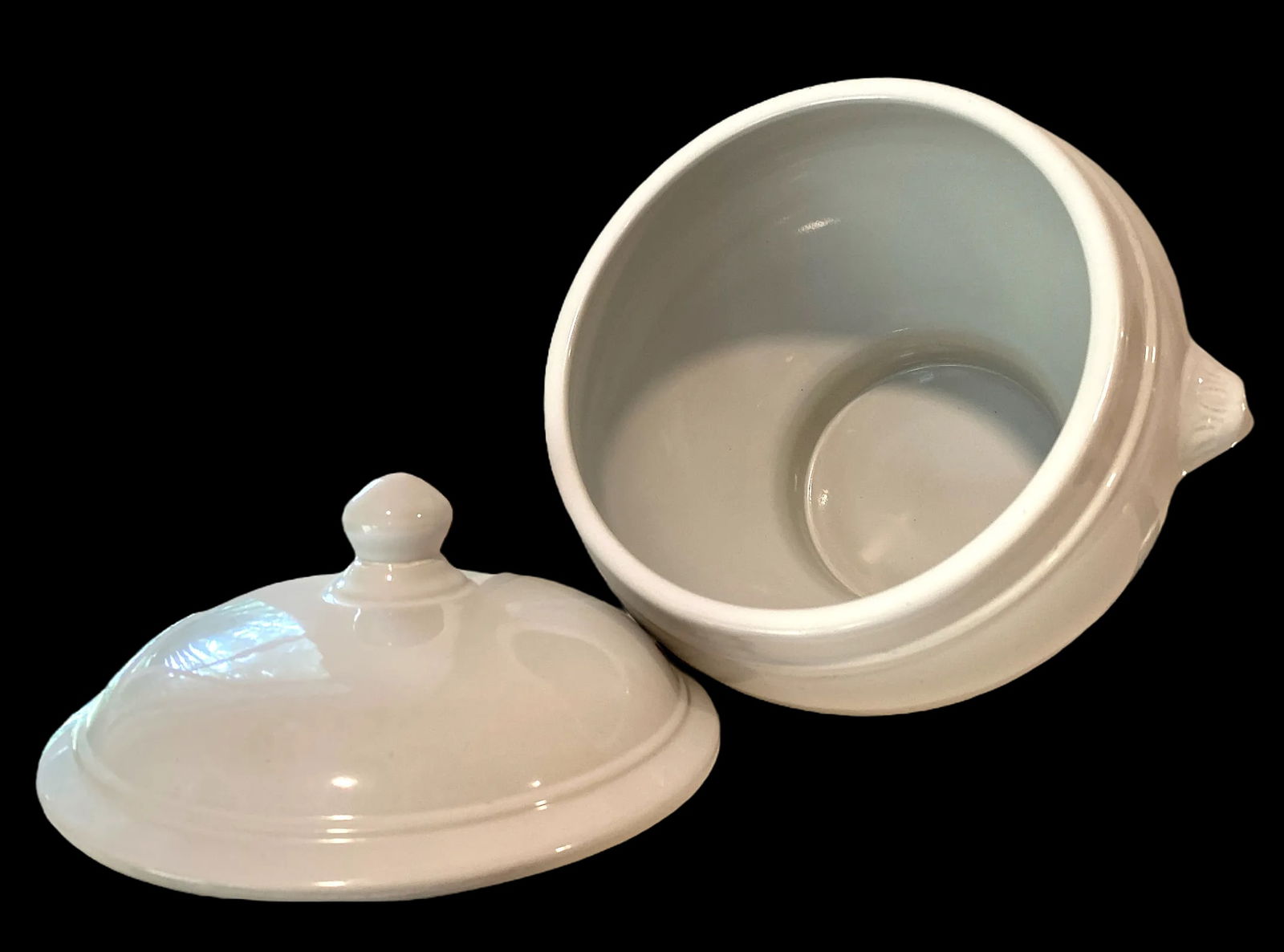 Antique French White Ironstone Tureen Lion Face Handles and Lid - 5