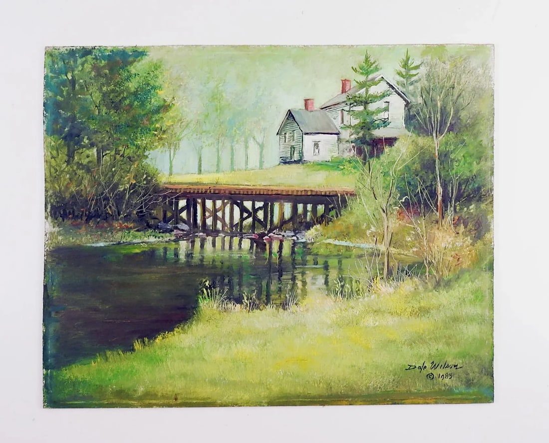 1980s Secluded Homestead Oil Painting - 4