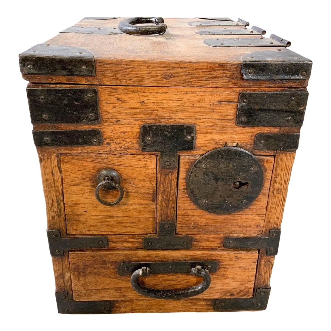 Antique Japanese Iron Mounted Tansu Suzuribako Wood Box (1 of 11)
