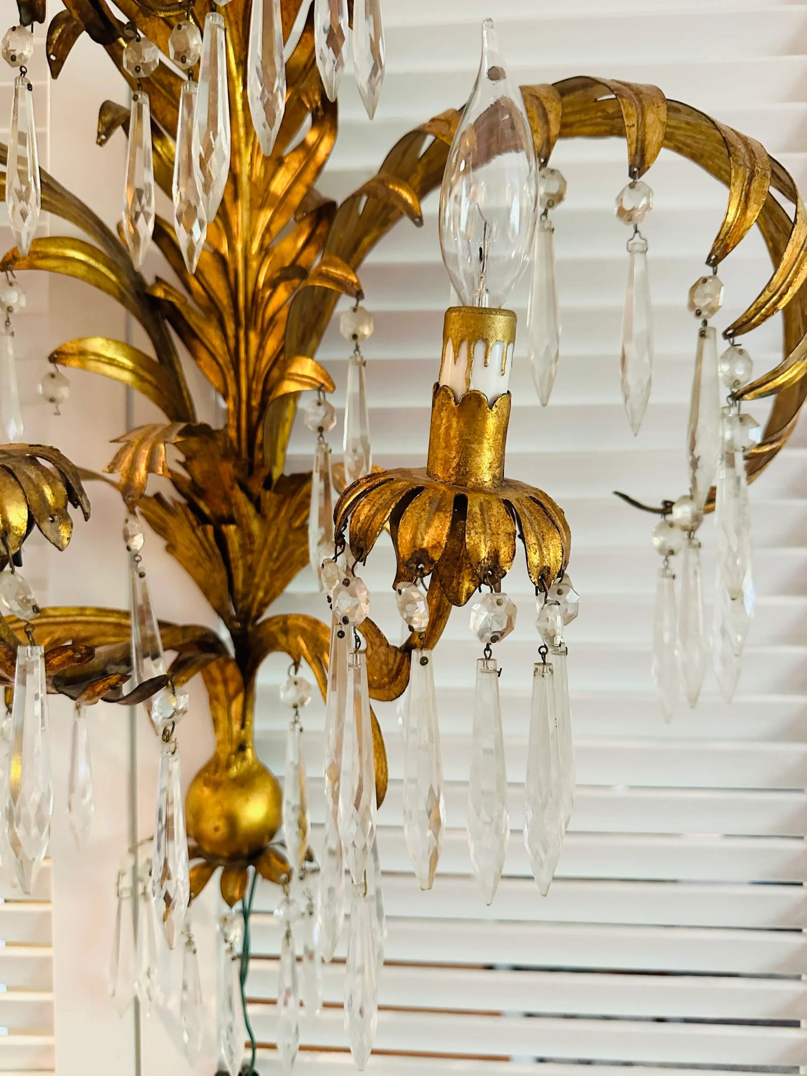 Vintage Palm Tree Tole Sconce - 5