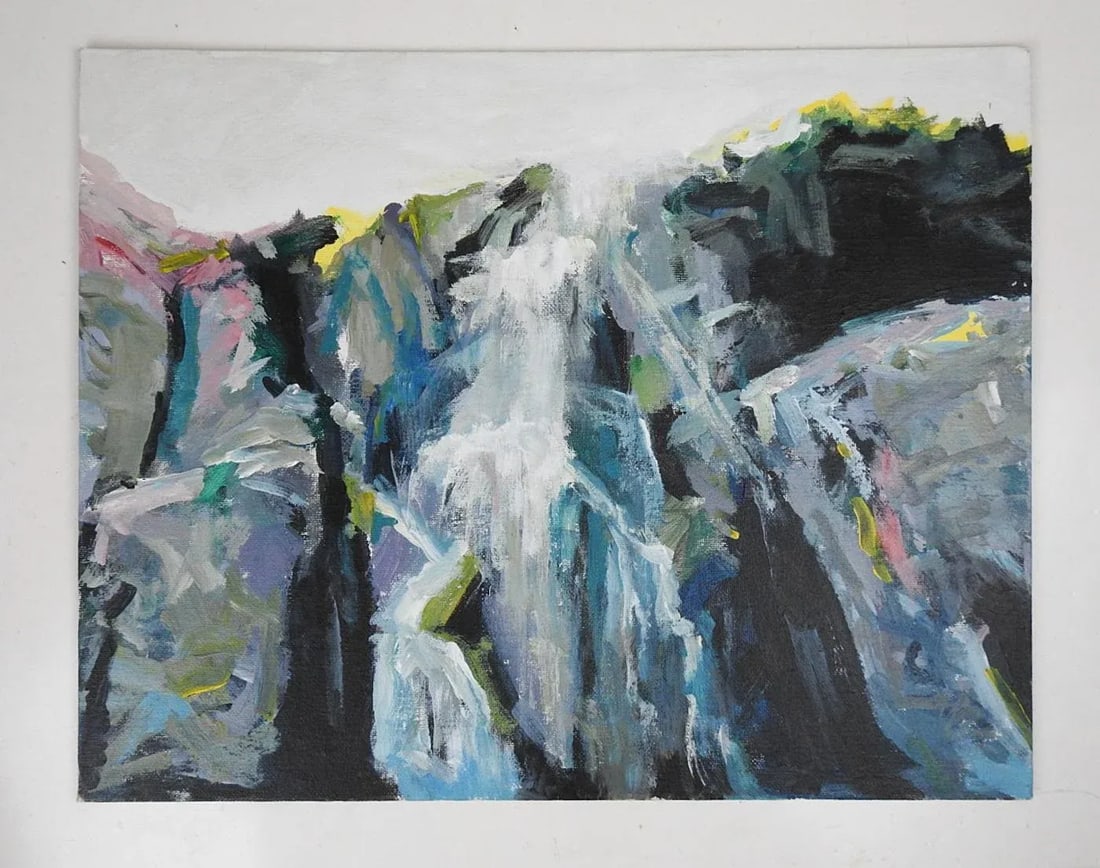 Contemporary Abstract Mountain Waterfall Landscape Painting - 2