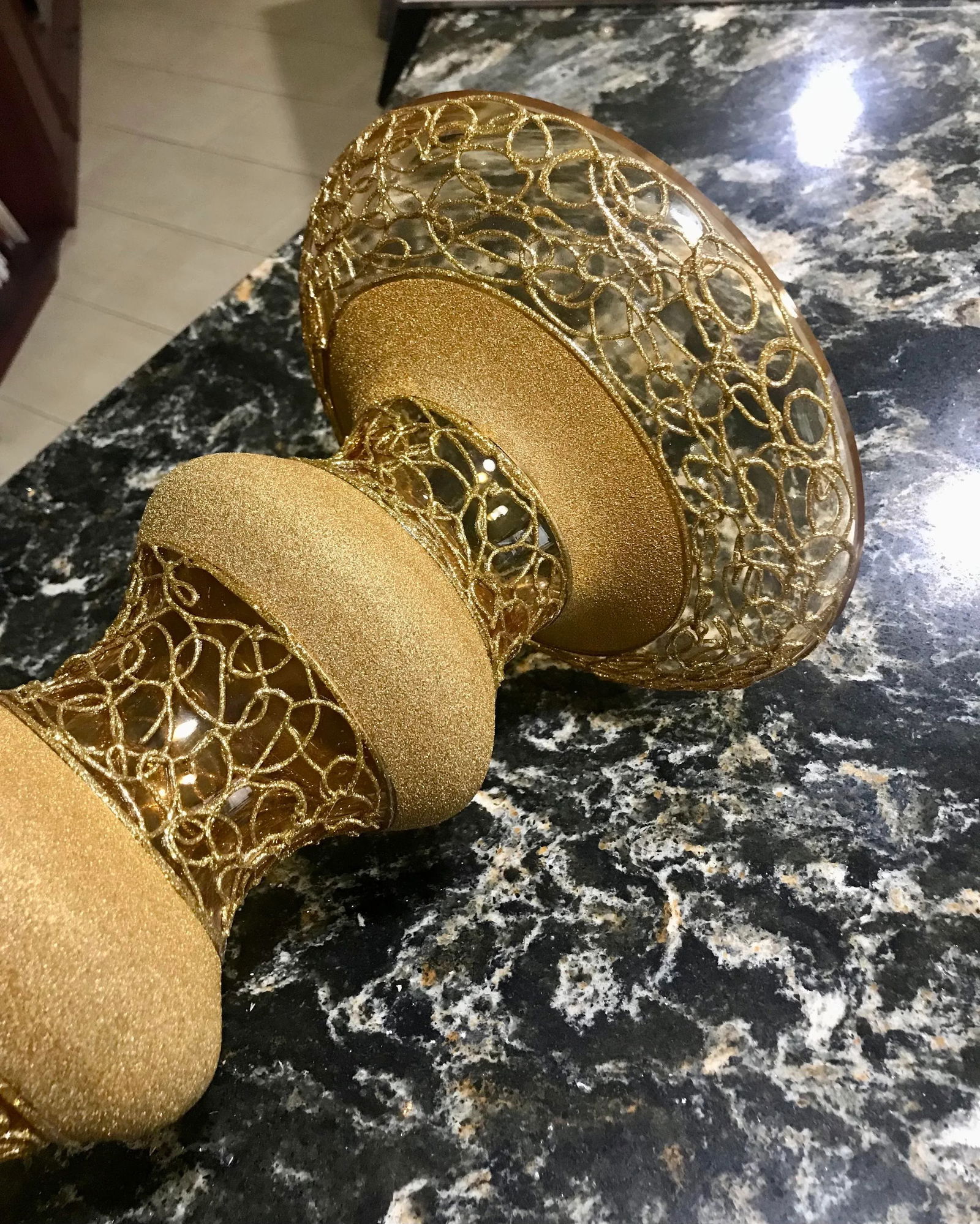 Extra Large, Vintage, Italian Glass, Golden Vase - 10