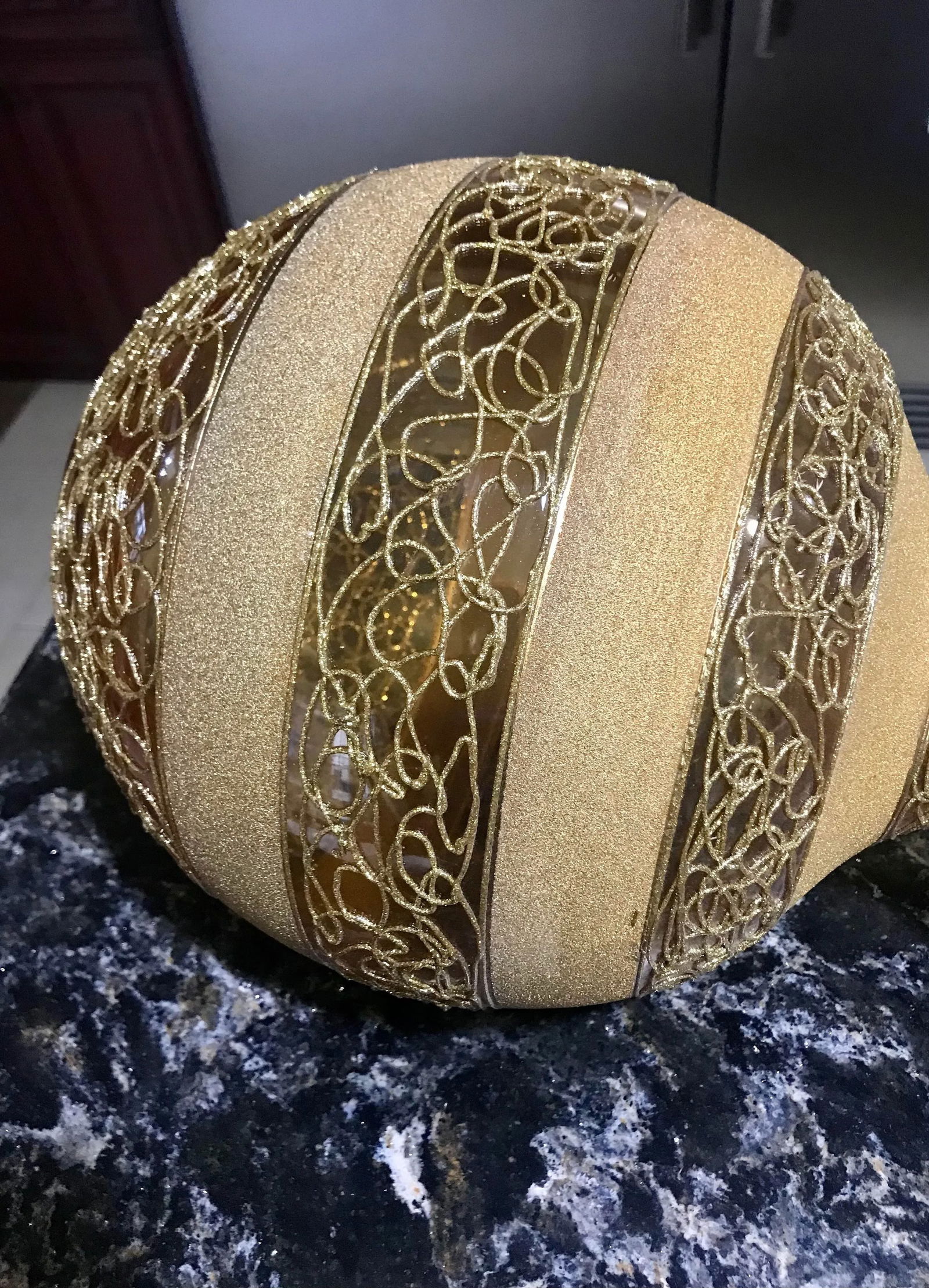 Extra Large, Vintage, Italian Glass, Golden Vase - 12