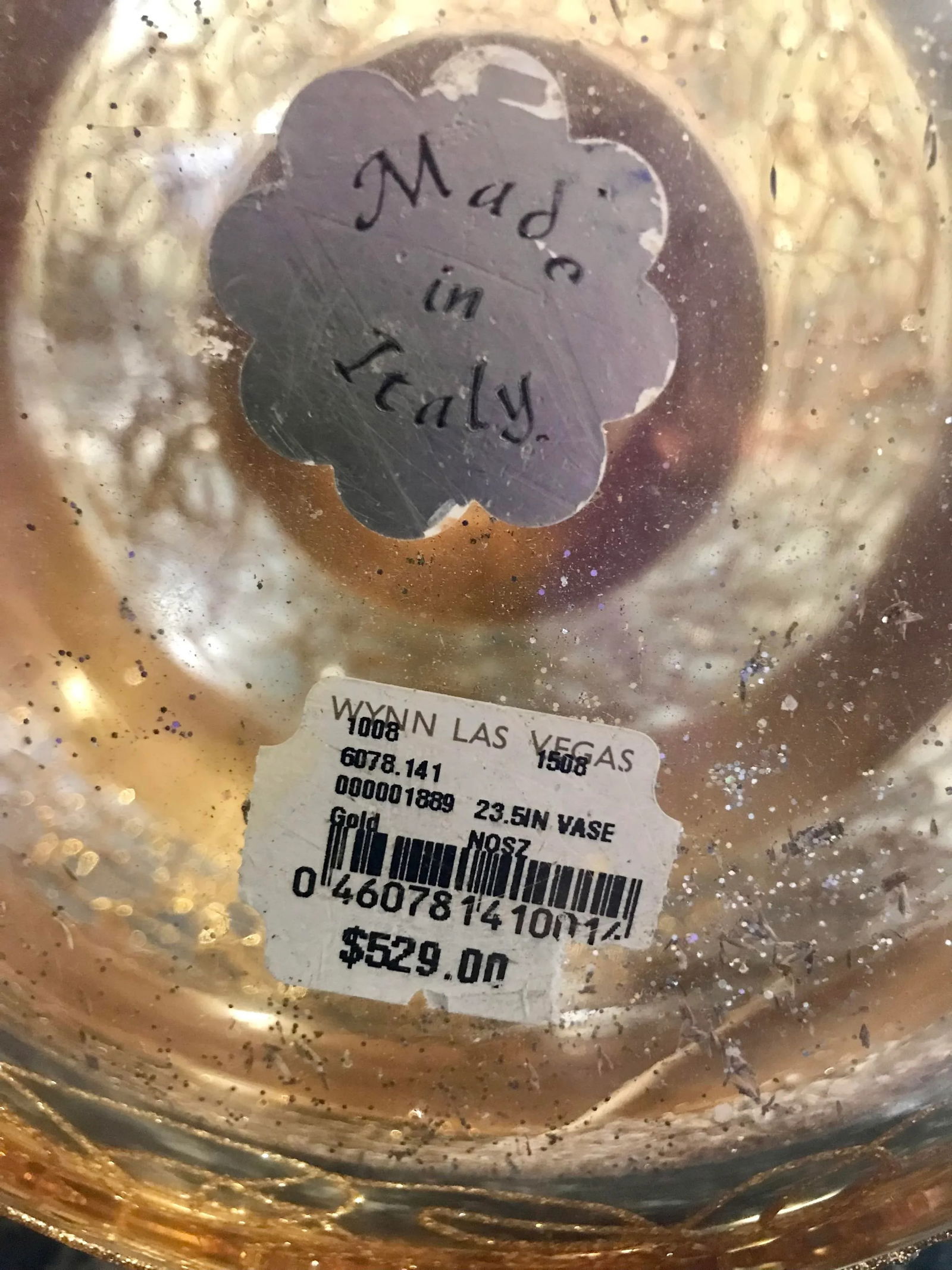 Extra Large, Vintage, Italian Glass, Golden Vase - 7