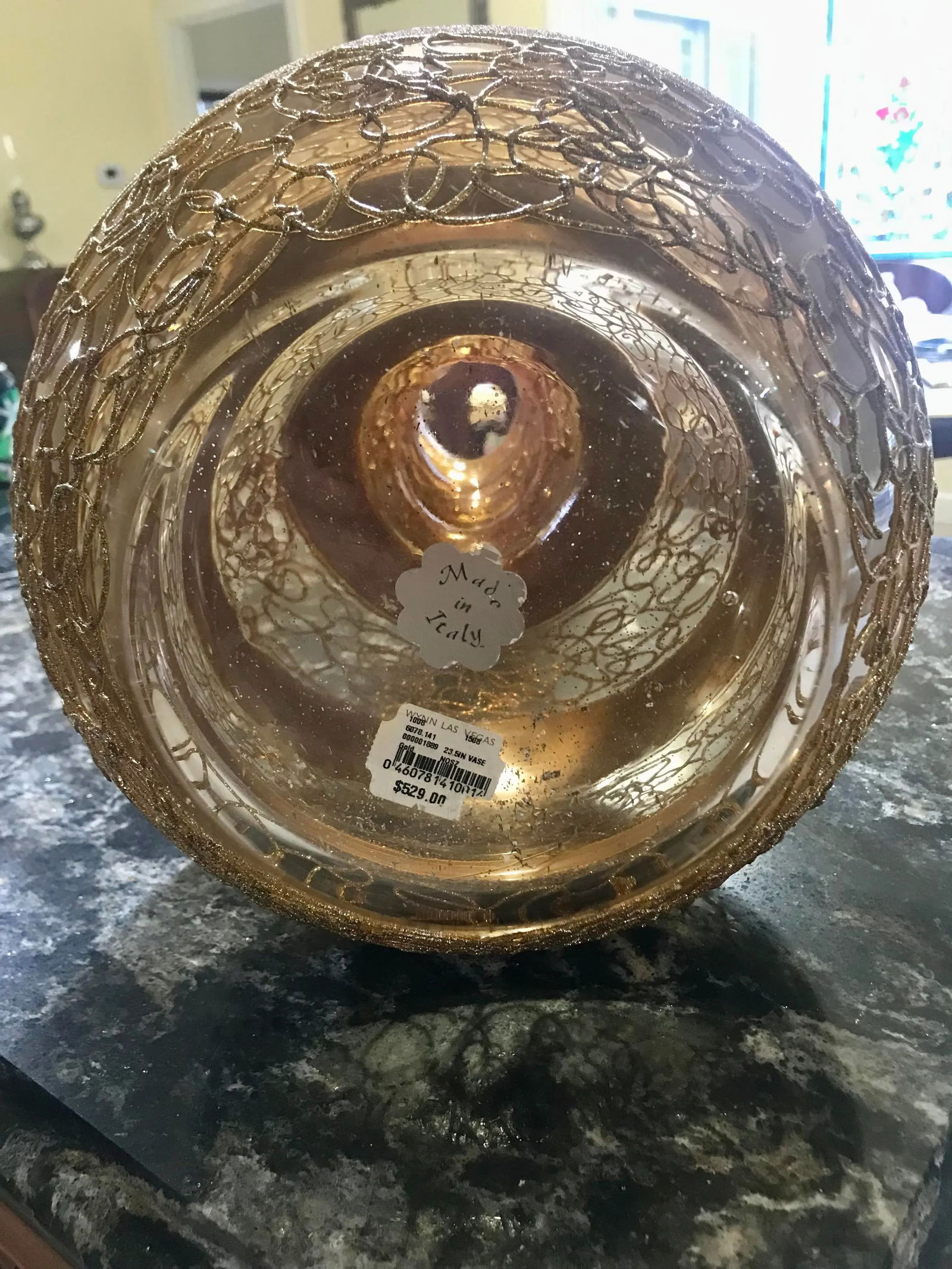 Extra Large, Vintage, Italian Glass, Golden Vase - 8