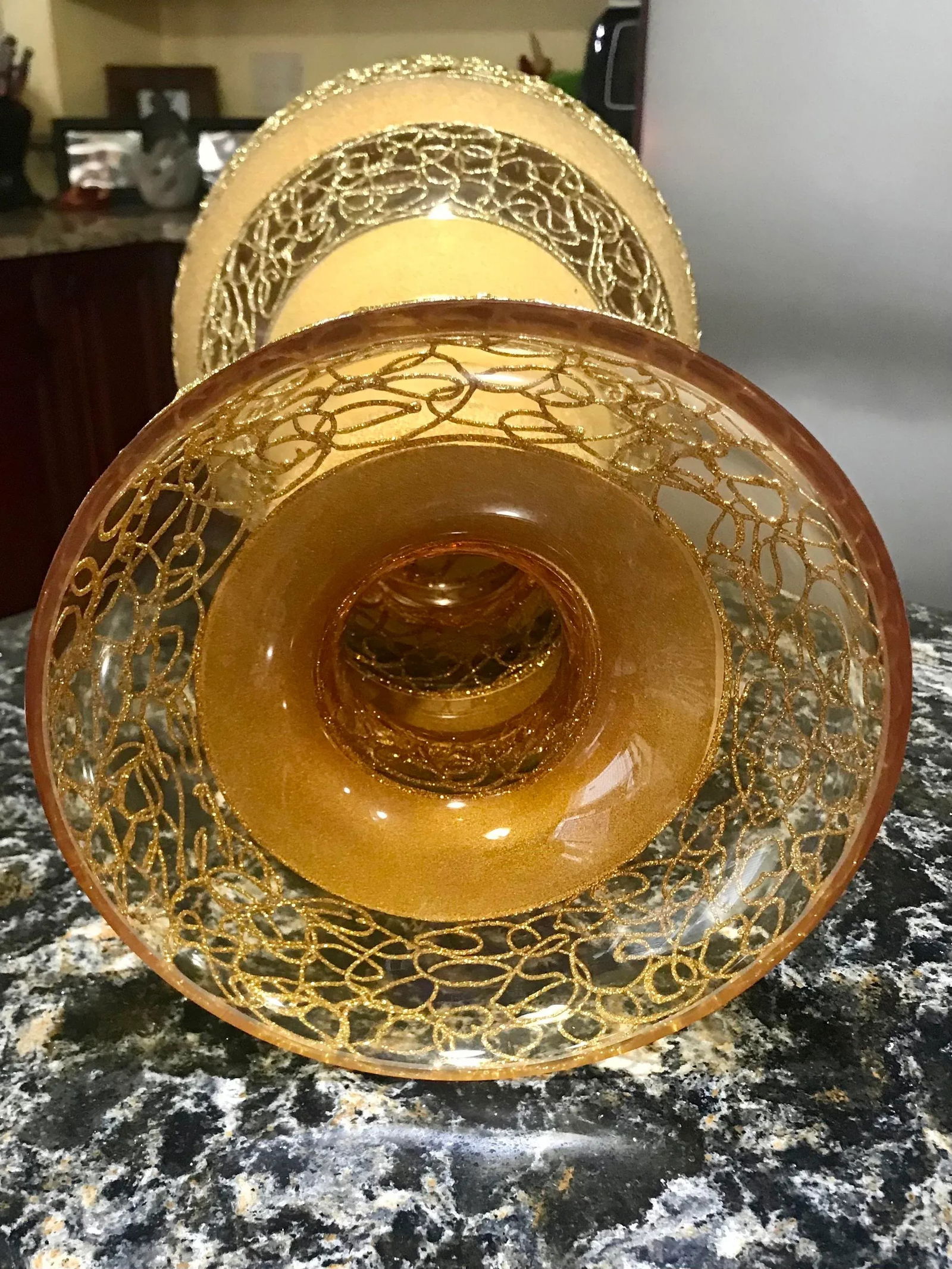 Extra Large, Vintage, Italian Glass, Golden Vase - 9