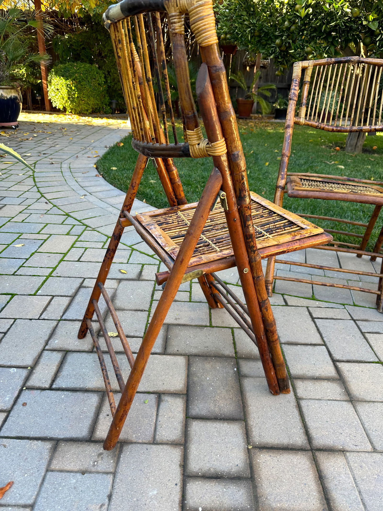 Vintage Bamboo Folding Chairs-Set of 4 - 7