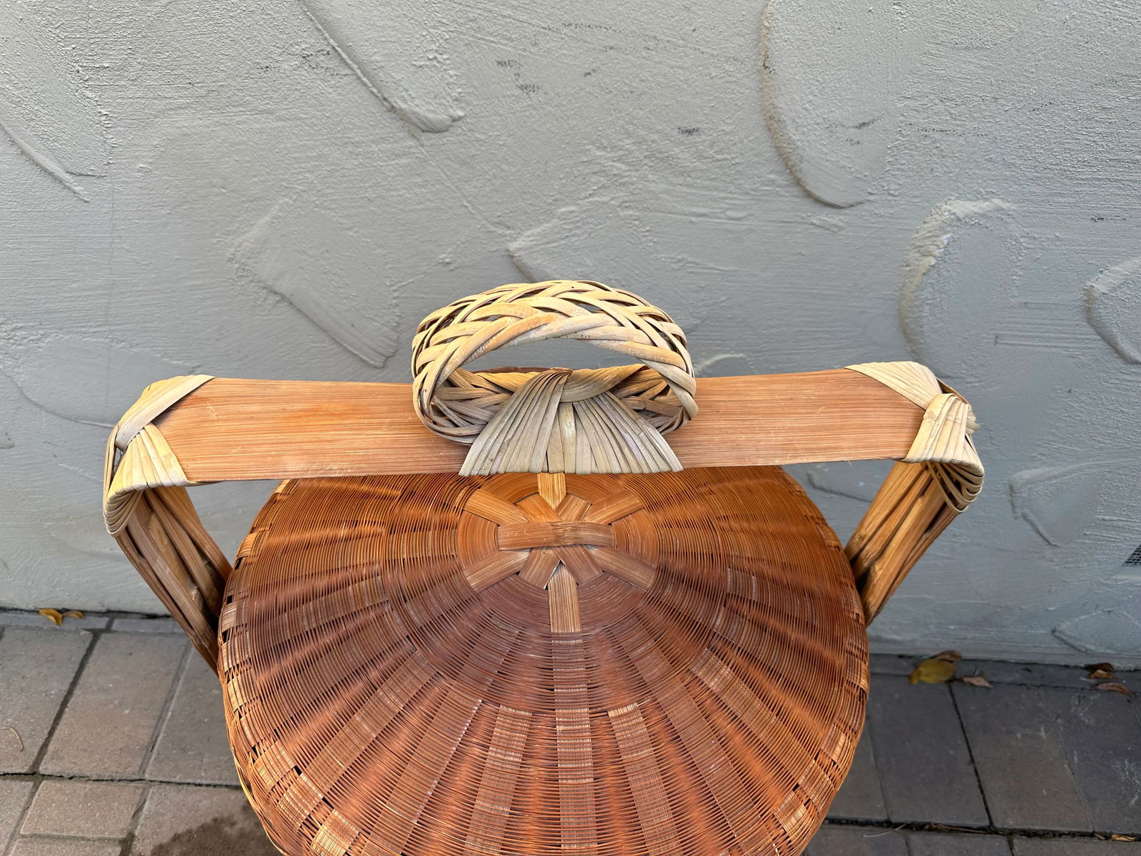 Vintage Chinese Three Tier Wood Woven Wedding Storage Basket - 3