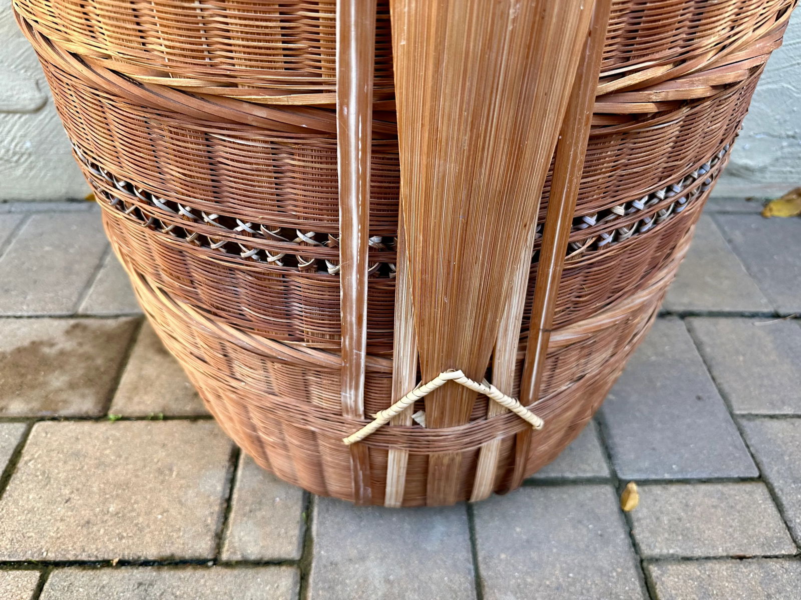 Vintage Chinese Three Tier Wood Woven Wedding Storage Basket - 8