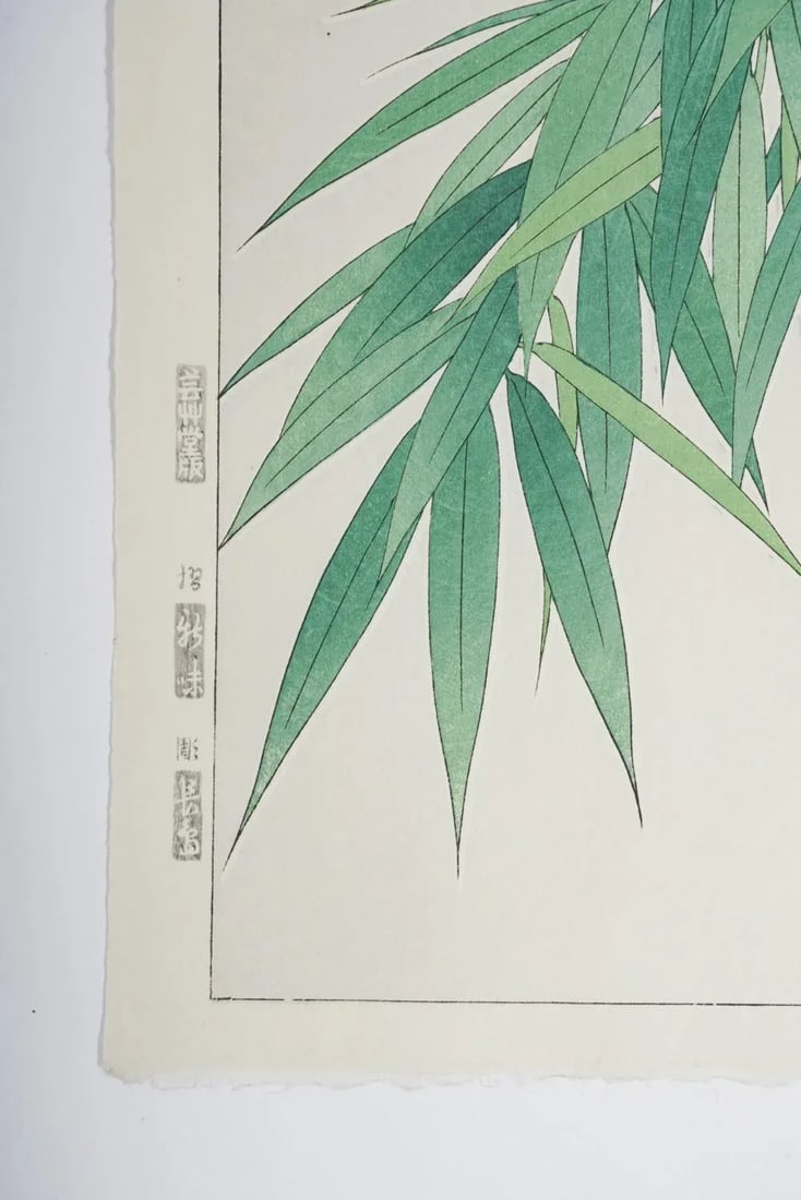 Vintage 1950's Japanese Woodblock Kawarazaki Shodoo Bamboo Print - 3