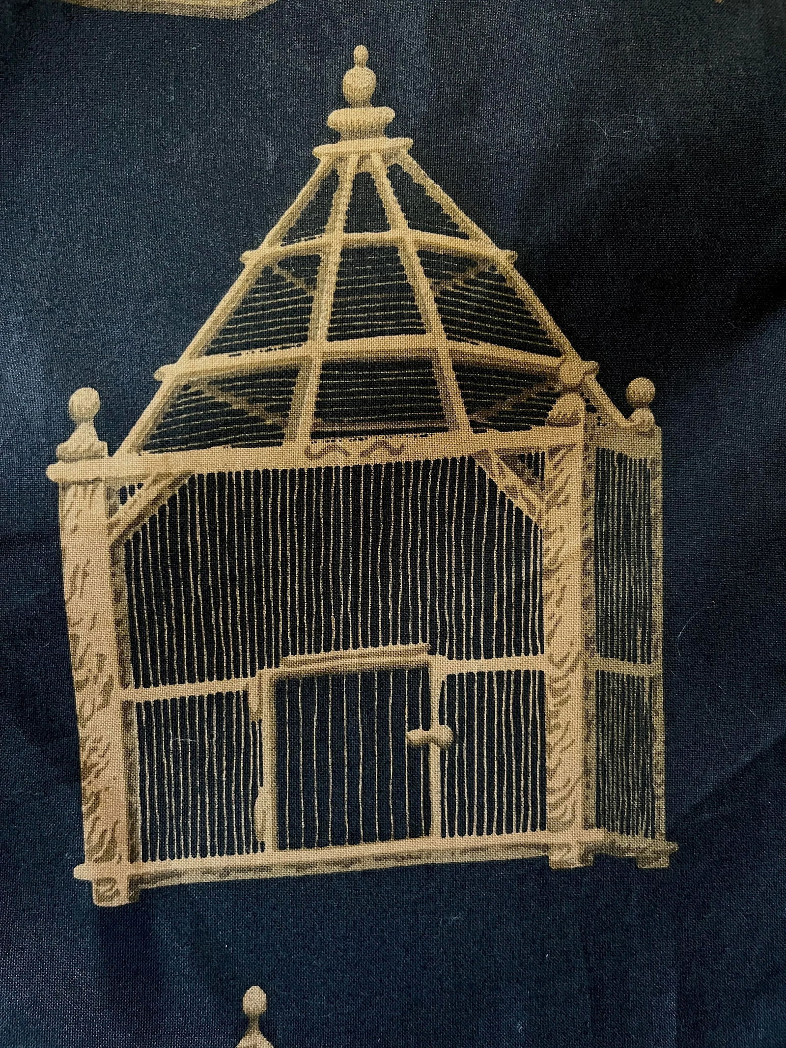 Schumacher Cage a Oiseaux Gold on Black Birdcage Themed Fabric 6 Yards Discontinued - 4