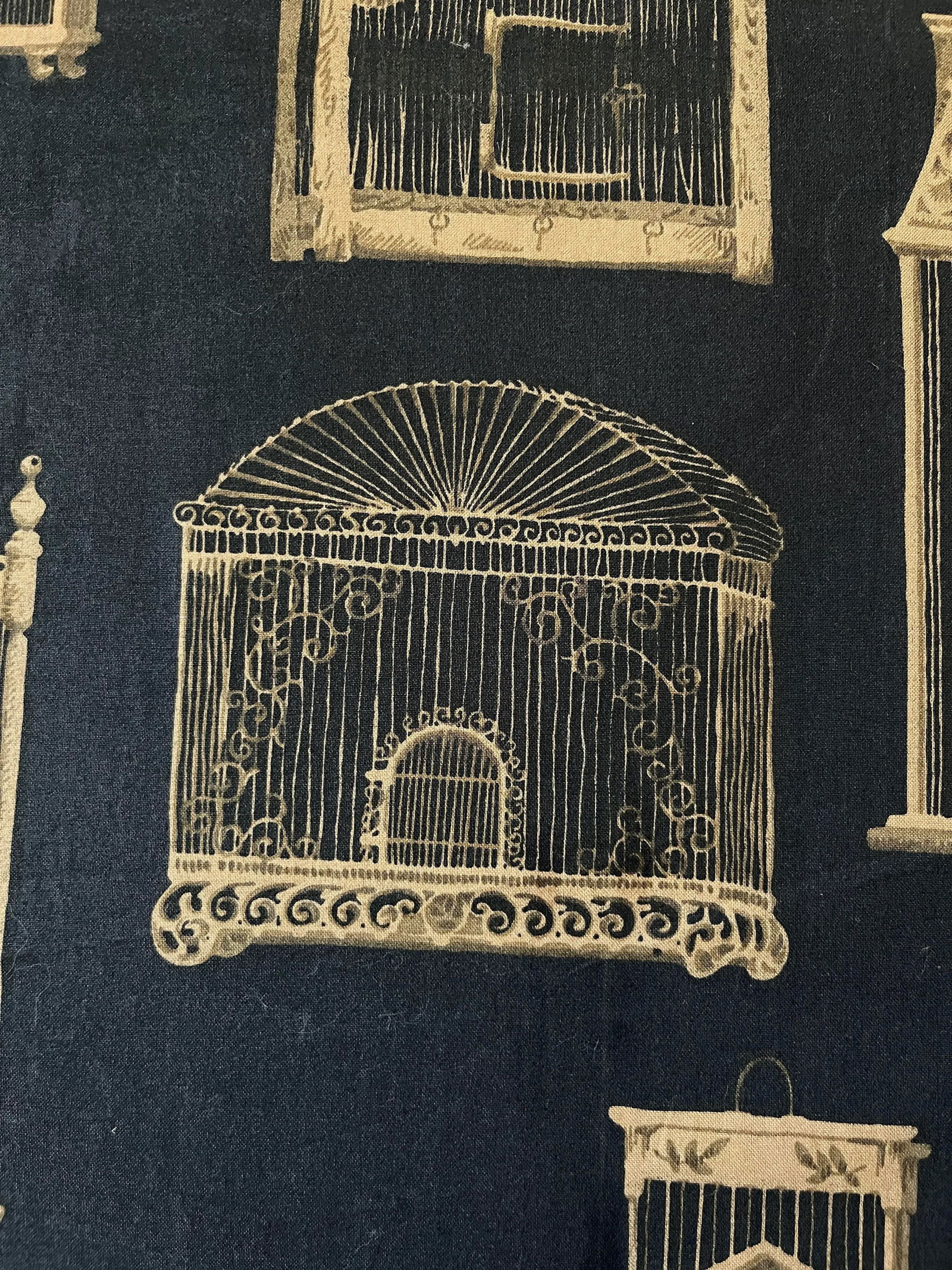 Schumacher Cage a Oiseaux Gold on Black Birdcage Themed Fabric 6 Yards Discontinued - 5