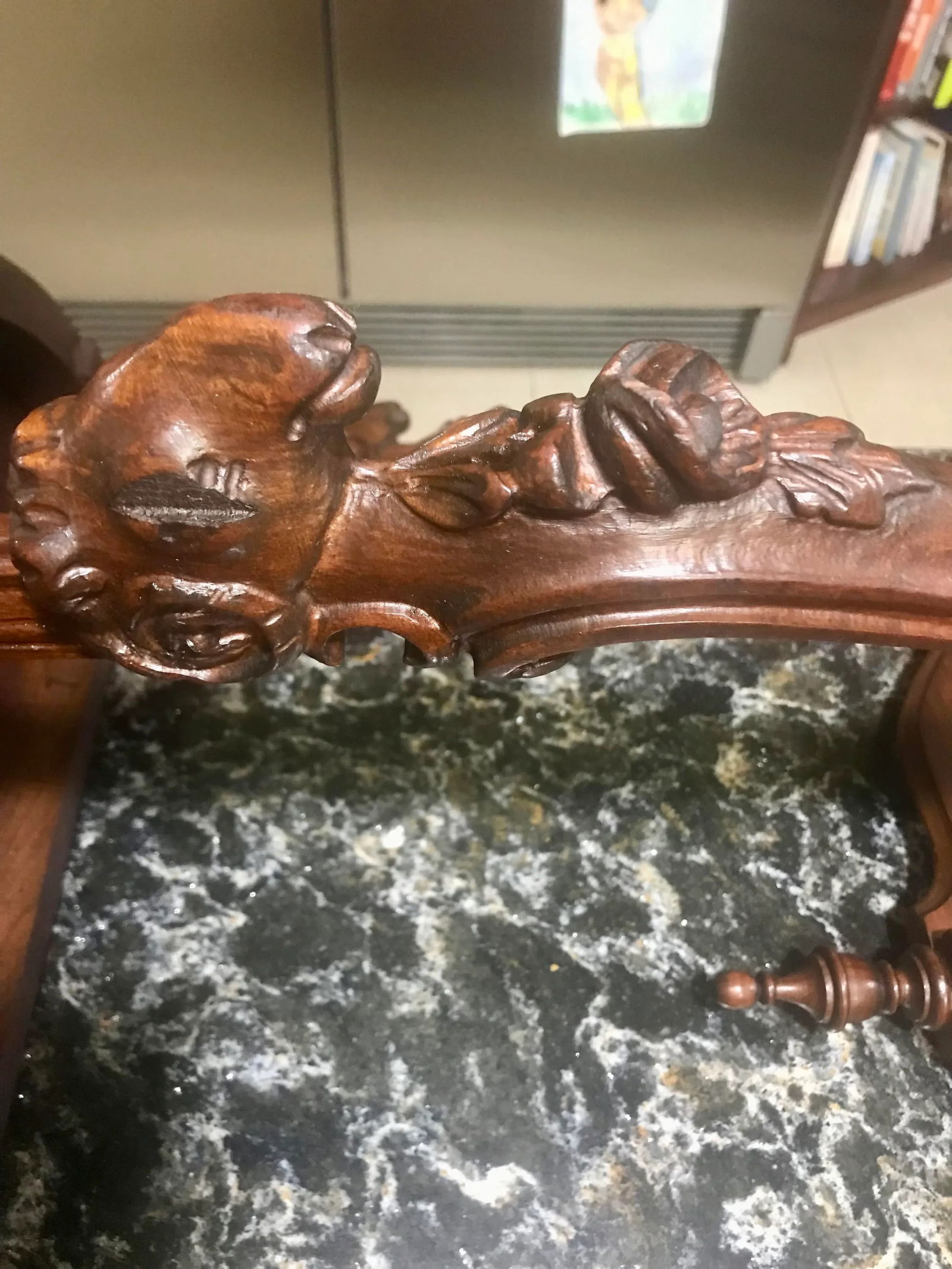 Mid 19th Century Antique Rams' Heads, Walnut Wall Table, Demi-Lune - 12