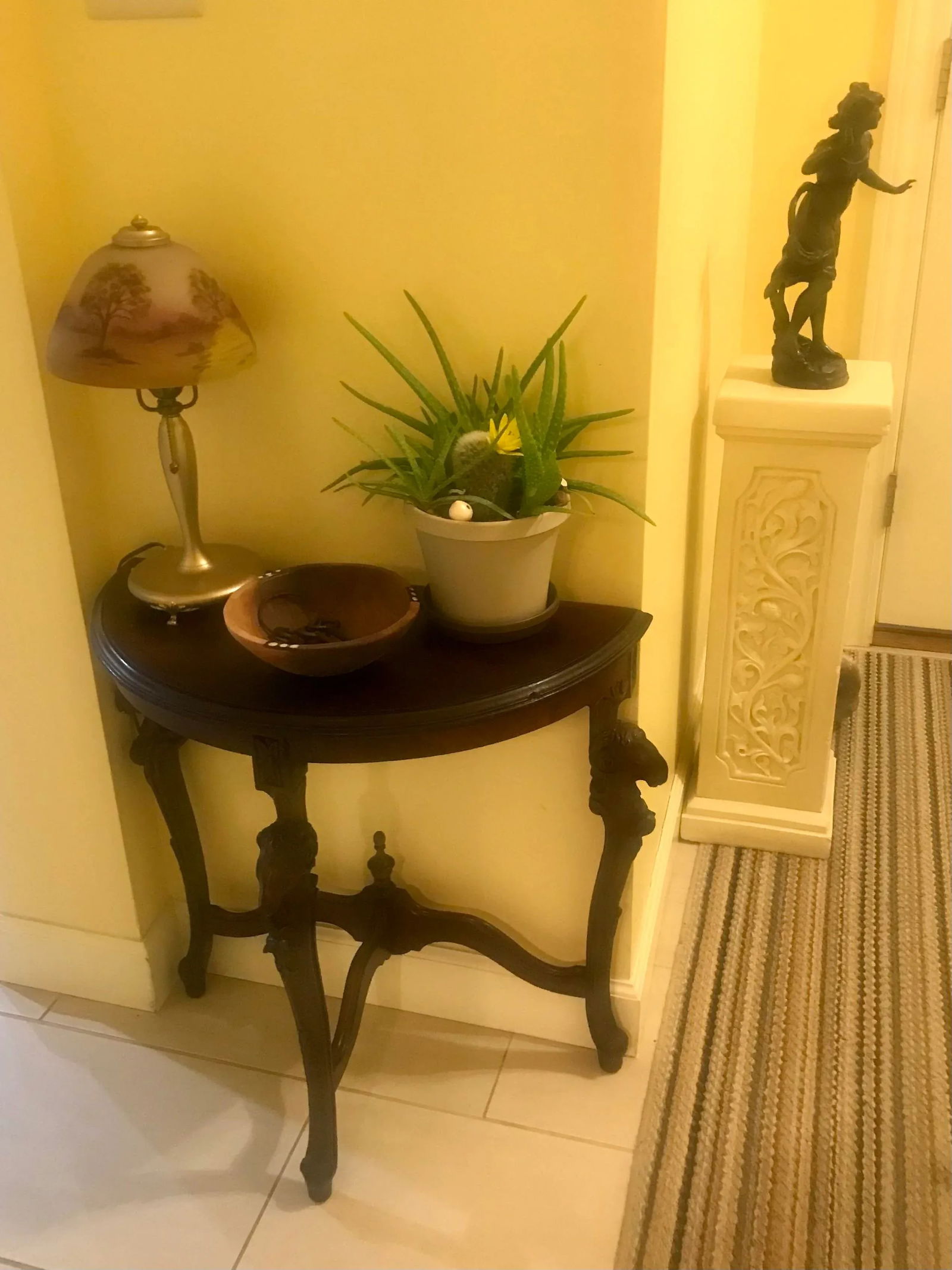Mid 19th Century Antique Rams' Heads, Walnut Wall Table, Demi-Lune - 3