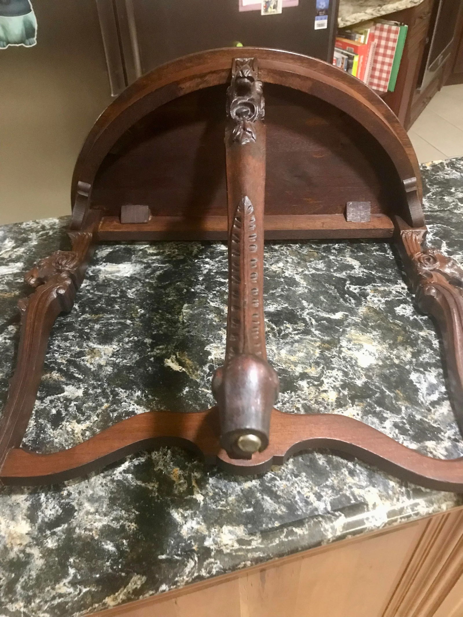 Mid 19th Century Antique Rams' Heads, Walnut Wall Table, Demi-Lune - 4