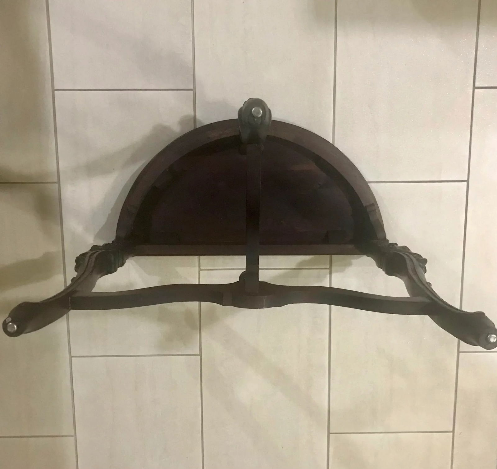 Mid 19th Century Antique Rams' Heads, Walnut Wall Table, Demi-Lune - 7