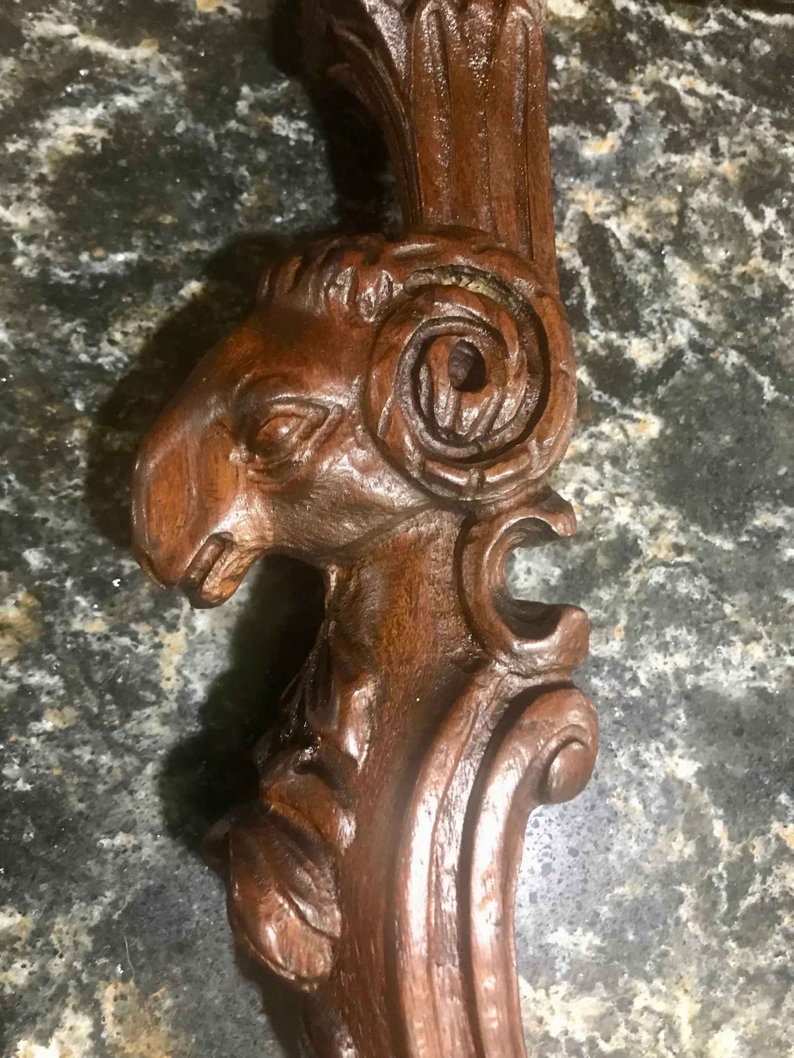 Mid 19th Century Antique Rams' Heads, Walnut Wall Table, Demi-Lune - 9