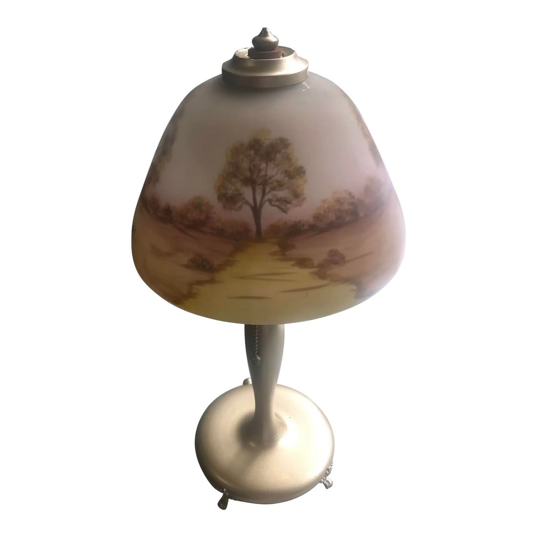Antique Reverse-Painted, Boudoir Table Lamp, 19th Century (1 of 12)