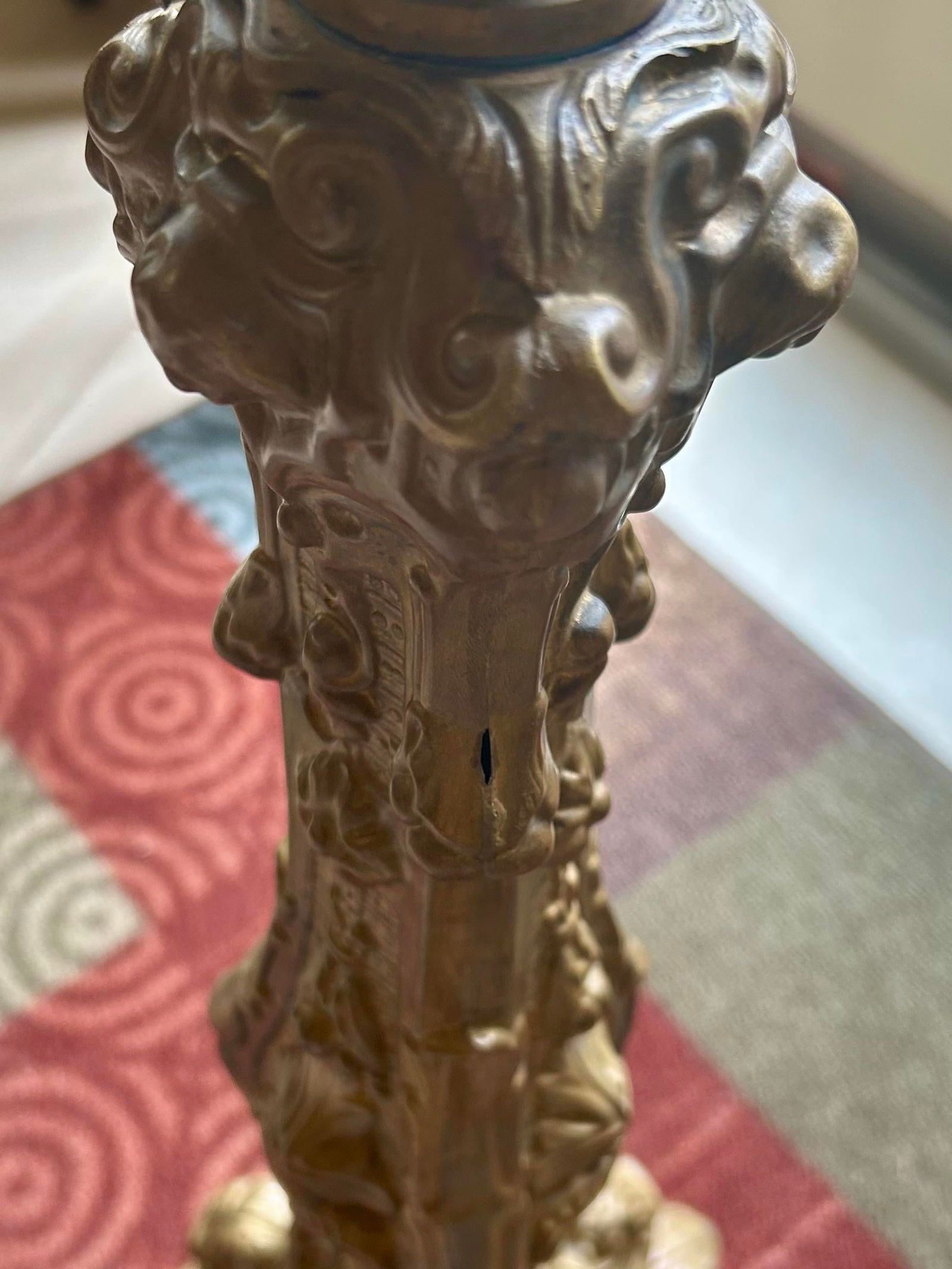 Large, Pair of Early 19th Century Brass Italian Repousse Rococo, Catholic Pricket Sticks / Floor Can - 11