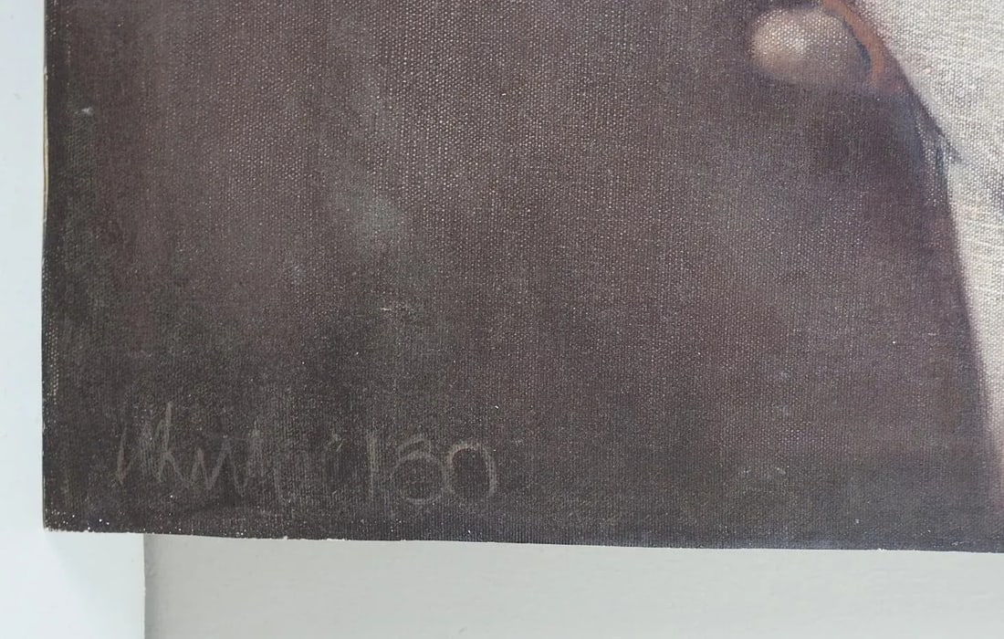 Vintage Mid 20th Century Man and Parrot Portrait Painting - 2