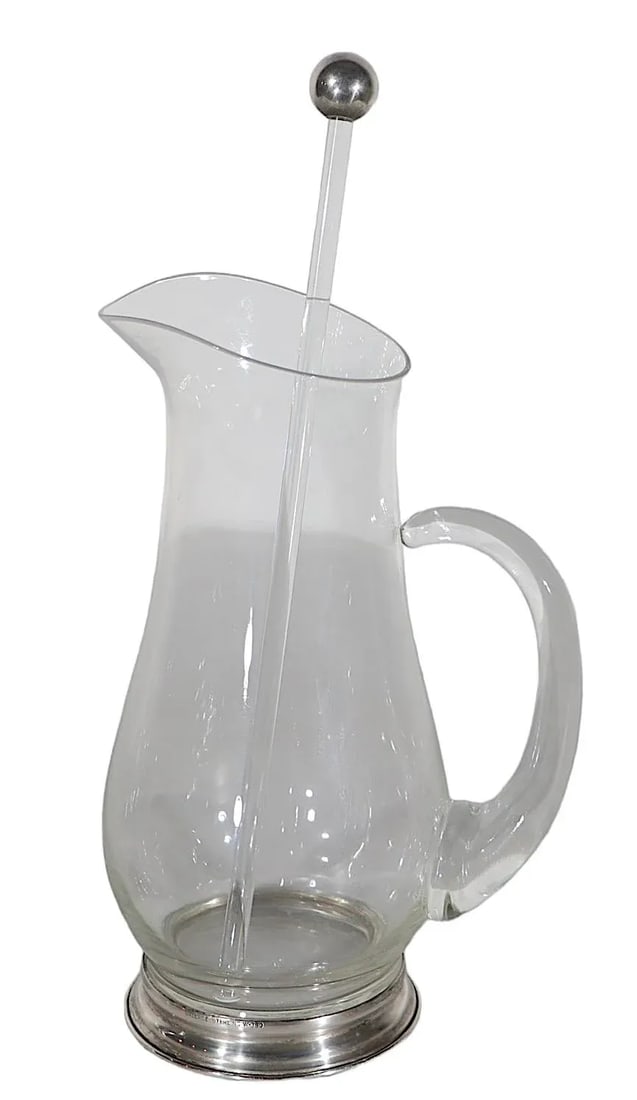 8 Pc. Wallace Sterling and Glass Mid Century Cocktail Pitcher Set - 3