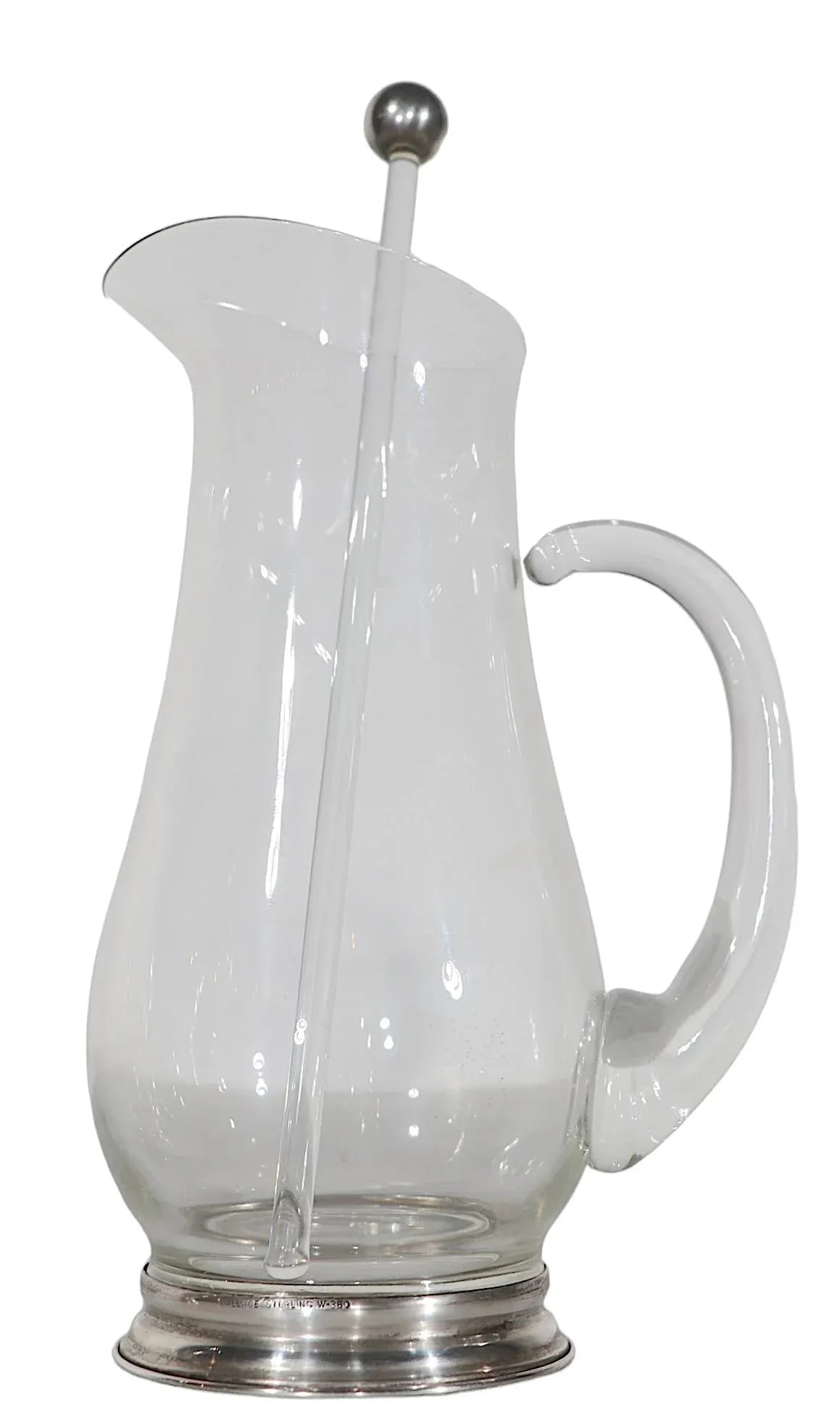 8 Pc. Wallace Sterling and Glass Mid Century Cocktail Pitcher Set - 4