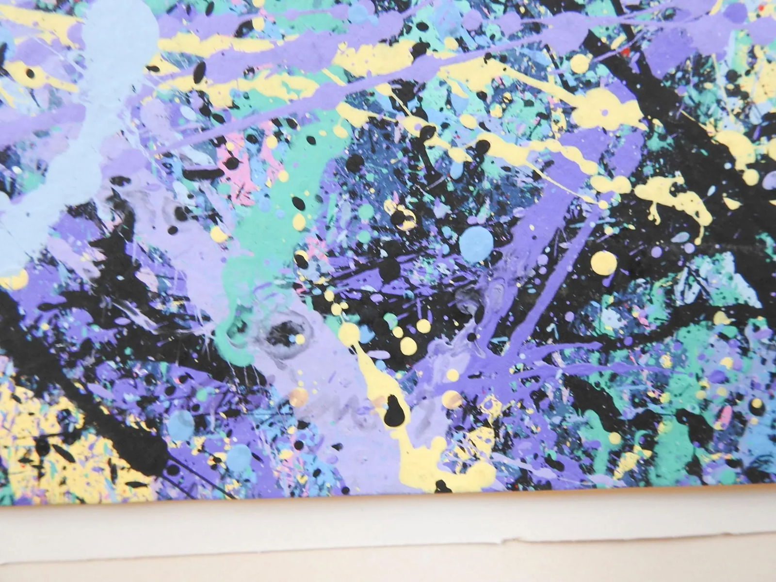 Abstract Expressionist Blue, Purple & Black Painting Style of Jackson Pollock - 2