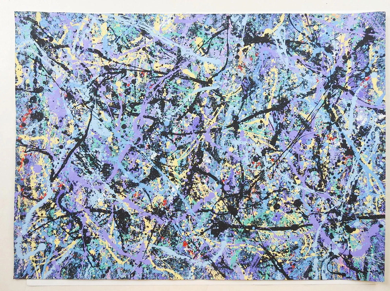 Abstract Expressionist Blue, Purple & Black Painting Style of Jackson Pollock - 3