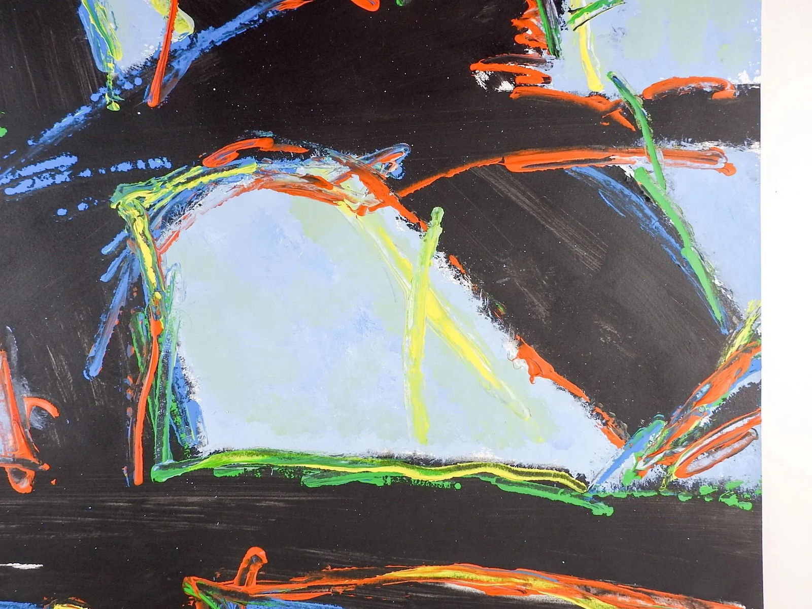 Bold Abstract Expressionist Jerry Adams Painting on Paper - 2