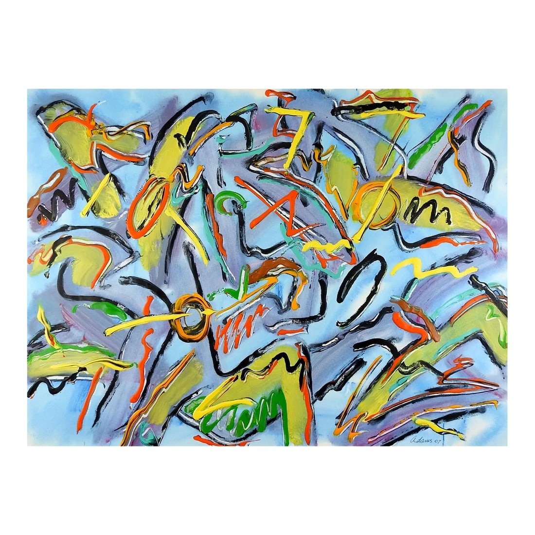 Abstract Expressionist Jerry Adams Graffiti Painting on Paper (1 of 3)