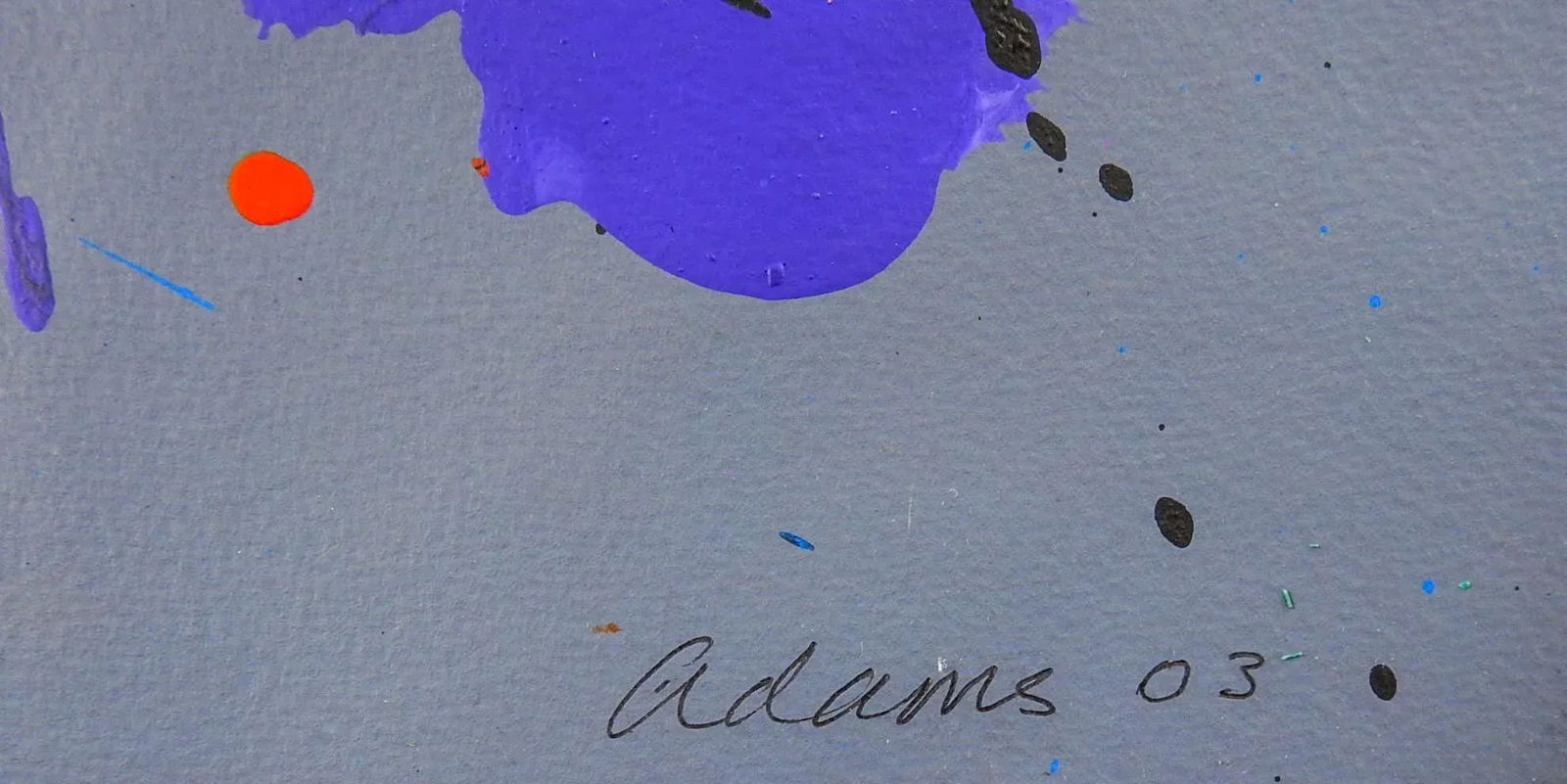 Abstract Expressionist Jerry Adams Blue Mustard Gray Painting on Paper - 2