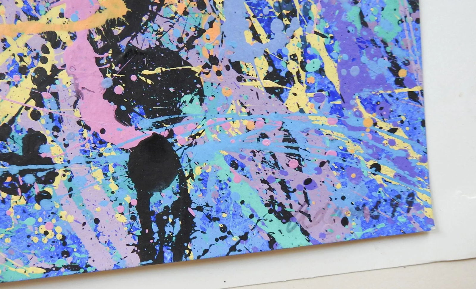 Abstract Expressionist Lavender, Blue & Black Painting Style of Jackson Pollock - 2