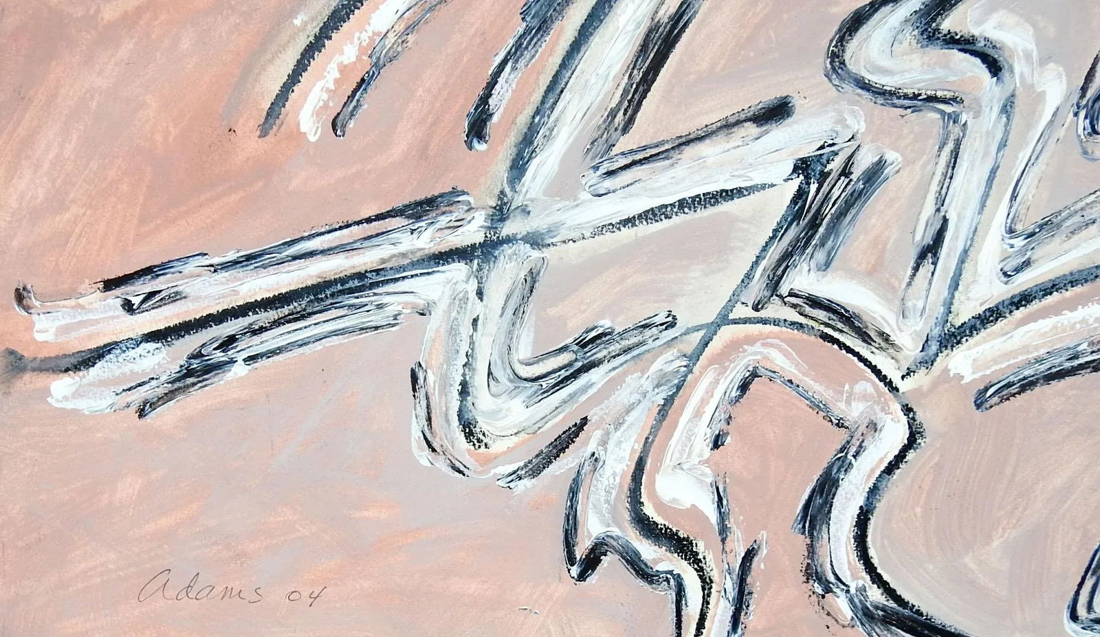 Abstract Expressionist Jerry Adams Pink & Gray Painting on Paper - 2