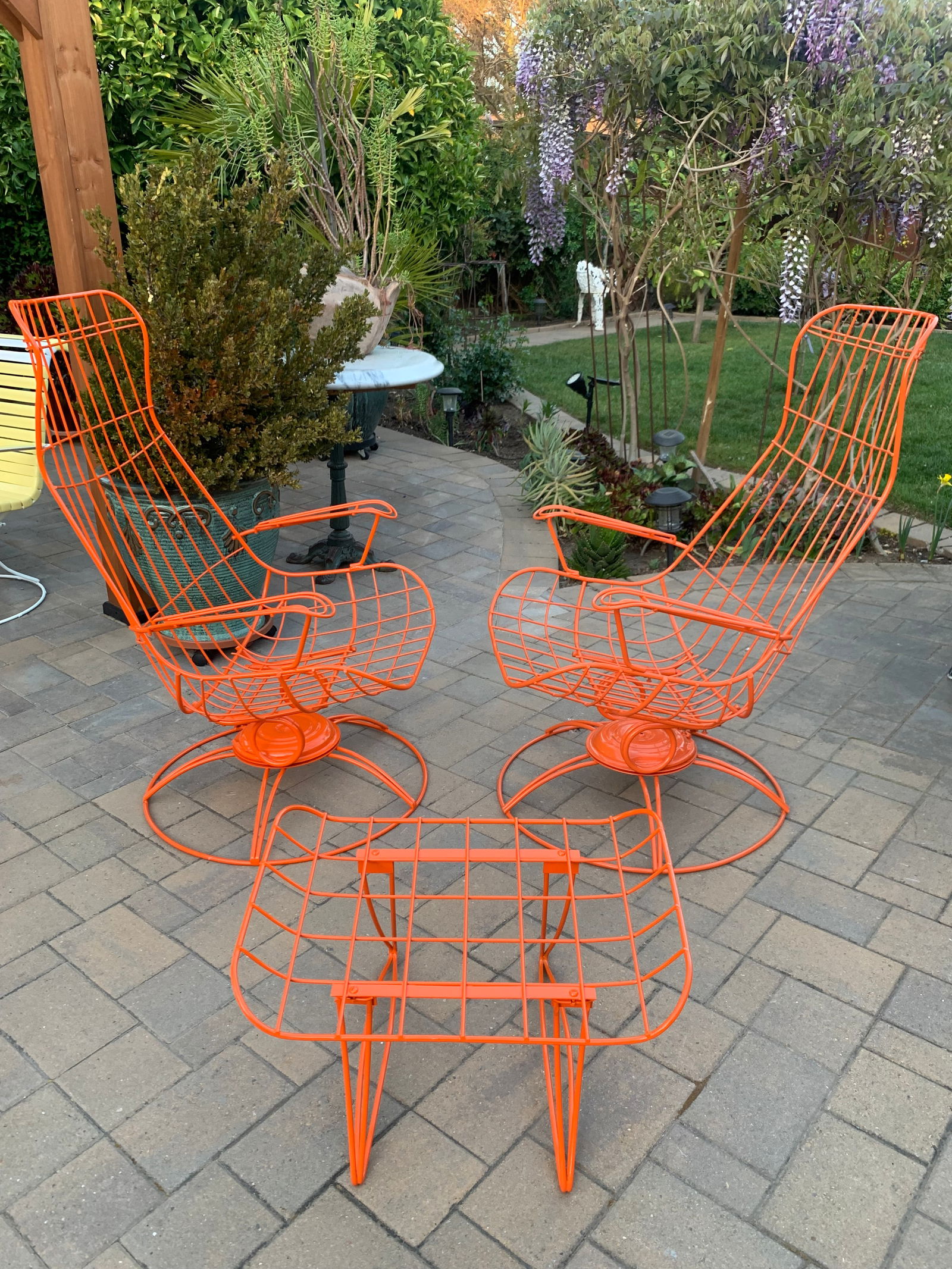 Homecrest Rocker Swivel Patio Chairs and Ottoman-Set of 3 - 3