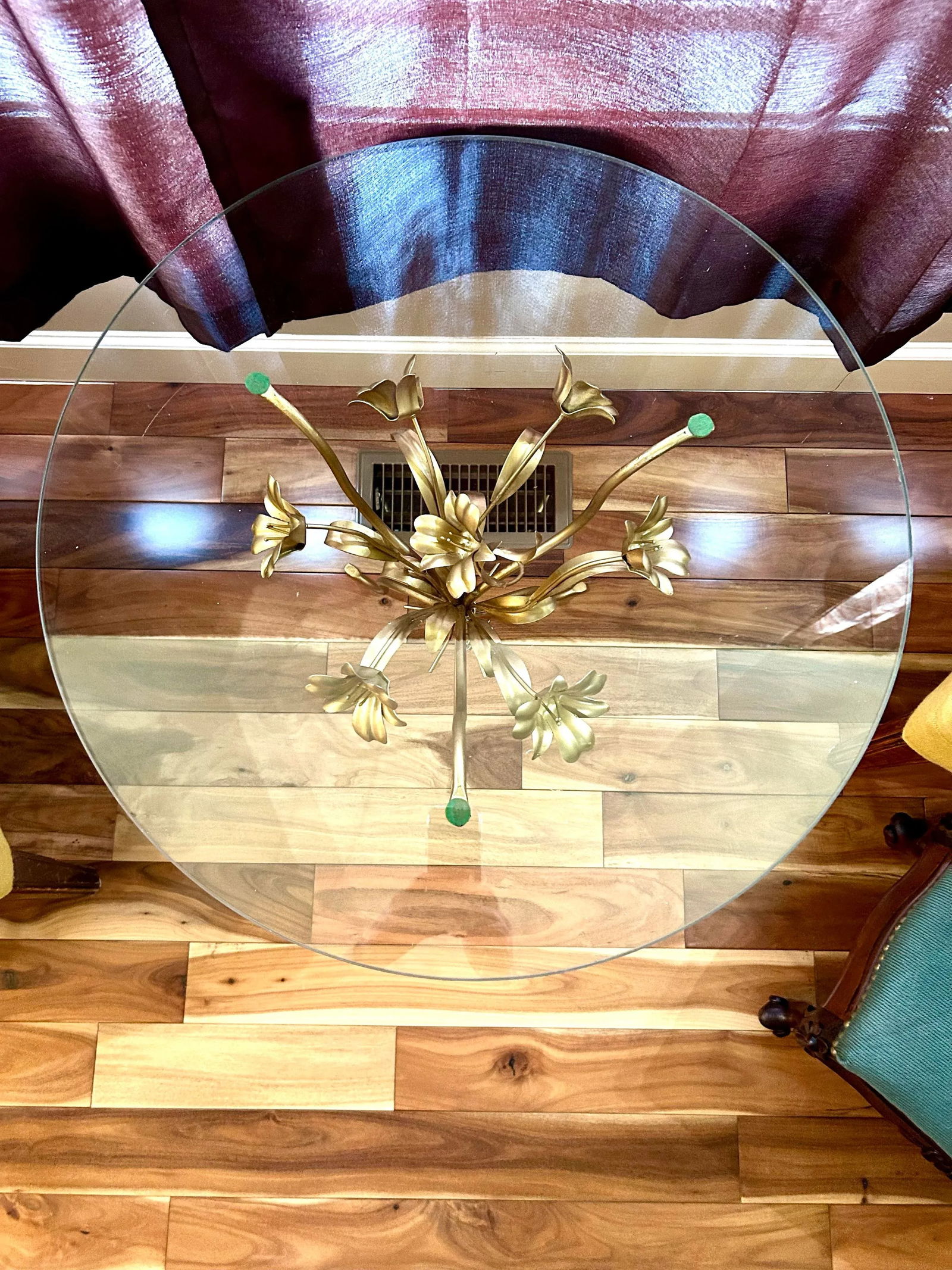 In the Style of Hans Kögl Hollywood Regency, Petite Glass and Brass Accent/Coffee Table, - 2