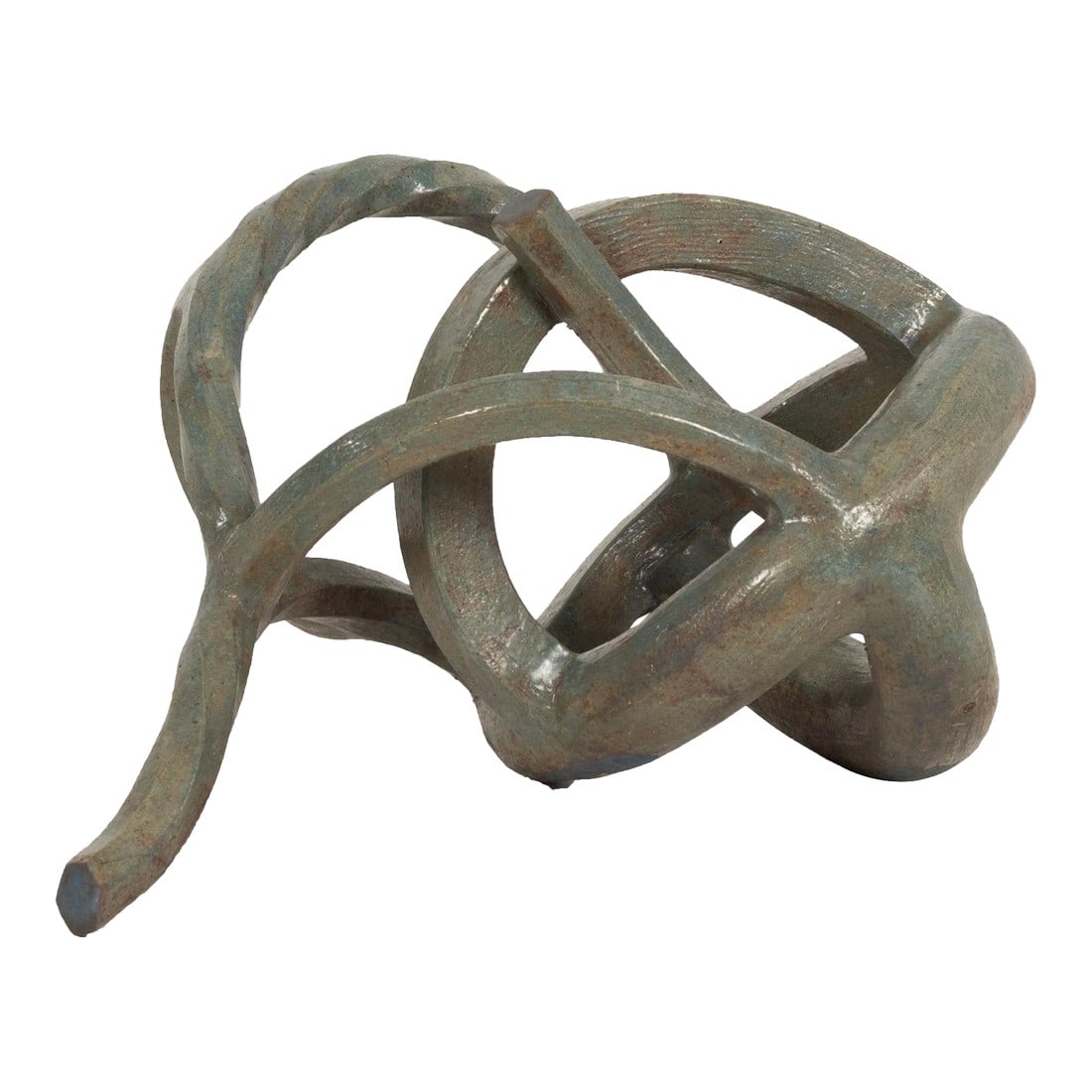 Torcida Sculpture by Elena Rakochy: Torcida by Elena Rakochy , Glazed Stoneware Composed of Rounded, Flat and Hexagonal shaped elements juxtaposed with some twisted portions for a dynamic contrast. Artist Bio and Statement Elena