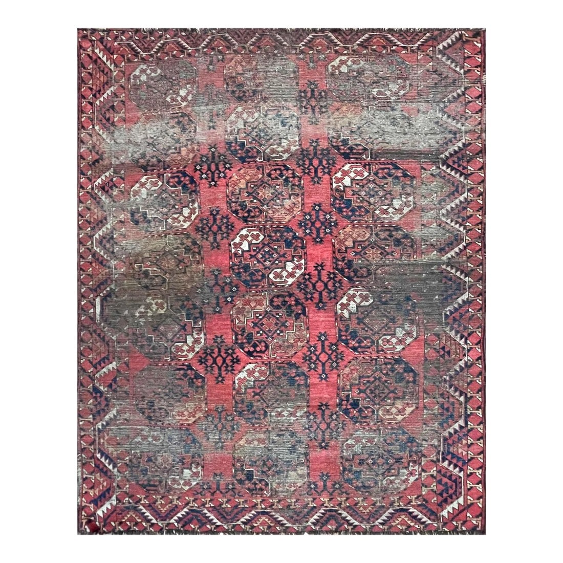 Antique Erssary Turkman Carpet, as Is: Title: Embracing the Timeless Beauty: A Glimpse into the Splendor of a 6'9" x 8'9" Antique Ersari Turkman Carpet Step into the enchanting world of craftsmanship with our exquisite 6'9" x 8'9"