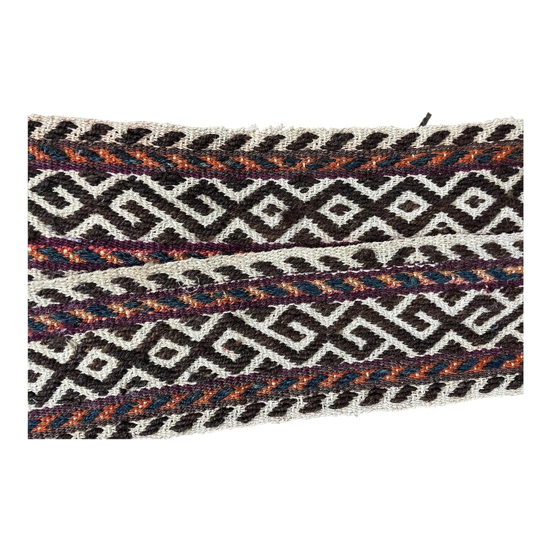 Vintage Persian Shahsavan Tribal Tent Band , Decorative, Tribal,: For decoration. Condition: Alterations: Original Condition Unaltered Imperfections: Some Imperfections Condition Notes: Excellent. Dimensions: Height: 1 in. Width: 3 in. Depth: 336 in. Category: