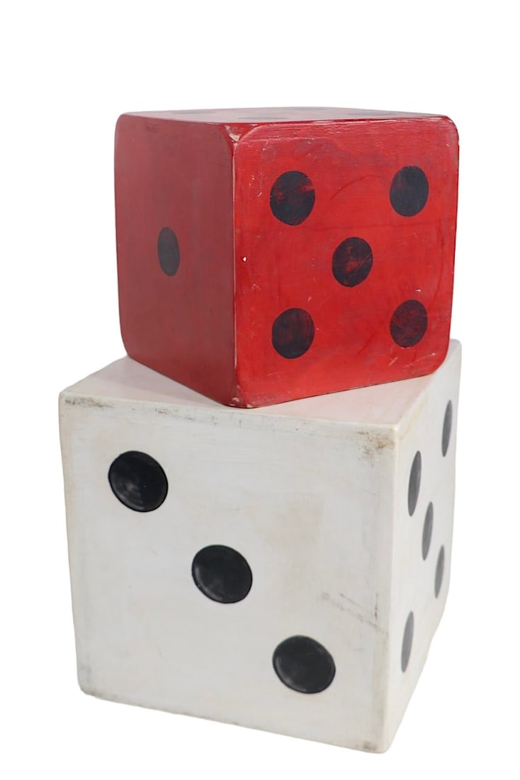 Folk Art Carnaval Dice Side Tables or Decorative Sculptural Items C 1960/80's - 7